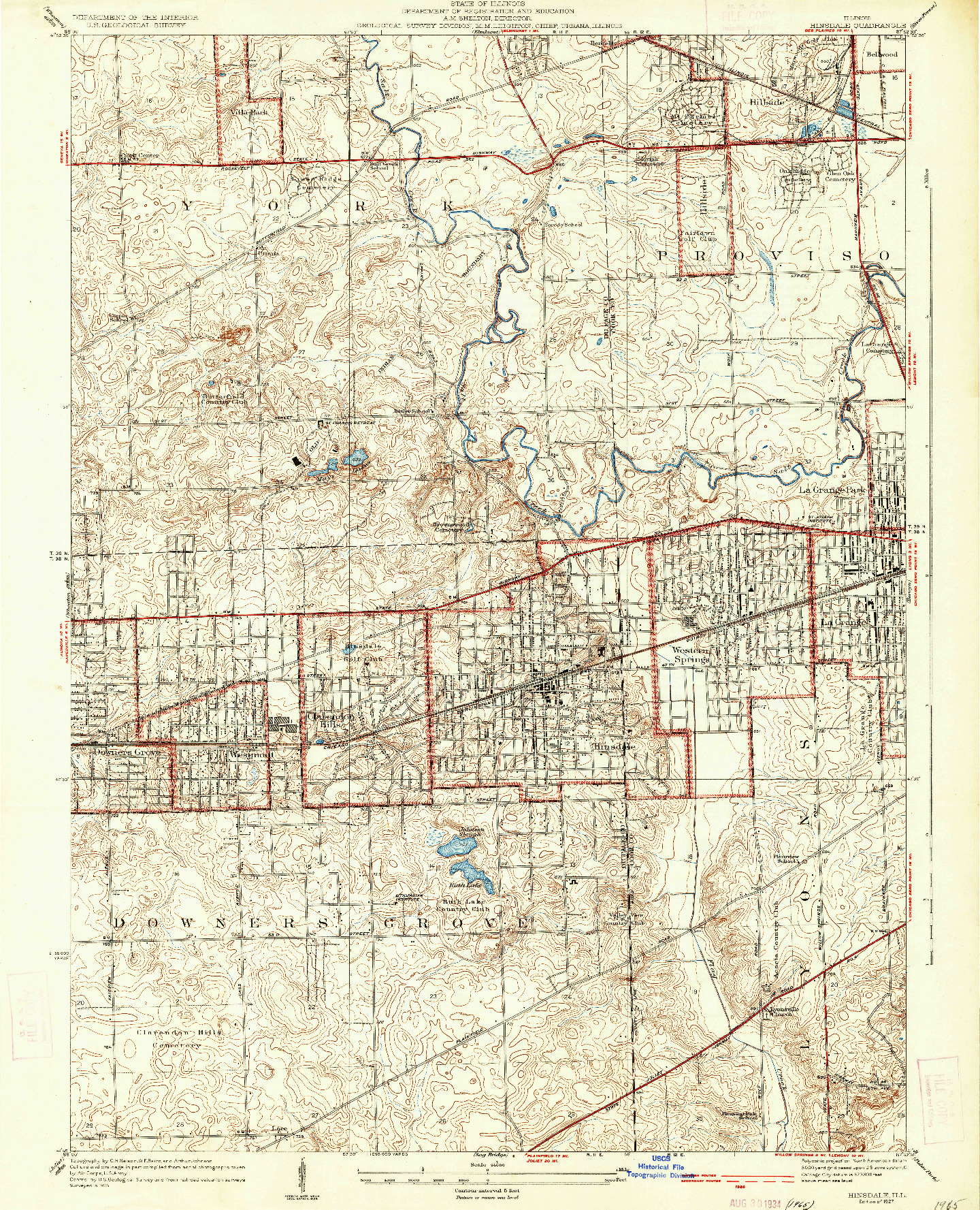 USGS 1:24000-SCALE QUADRANGLE FOR HINSDALE, IL 1927