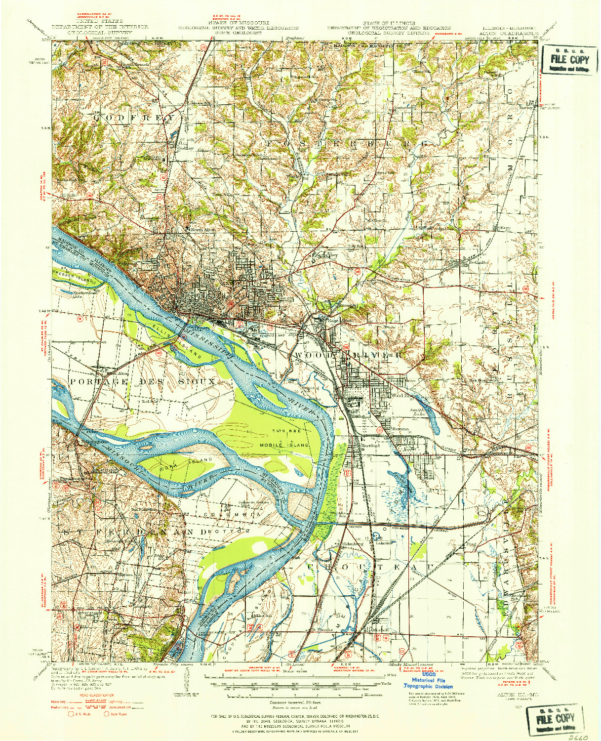 USGS 1:62500-SCALE QUADRANGLE FOR ALTON, IL 1927