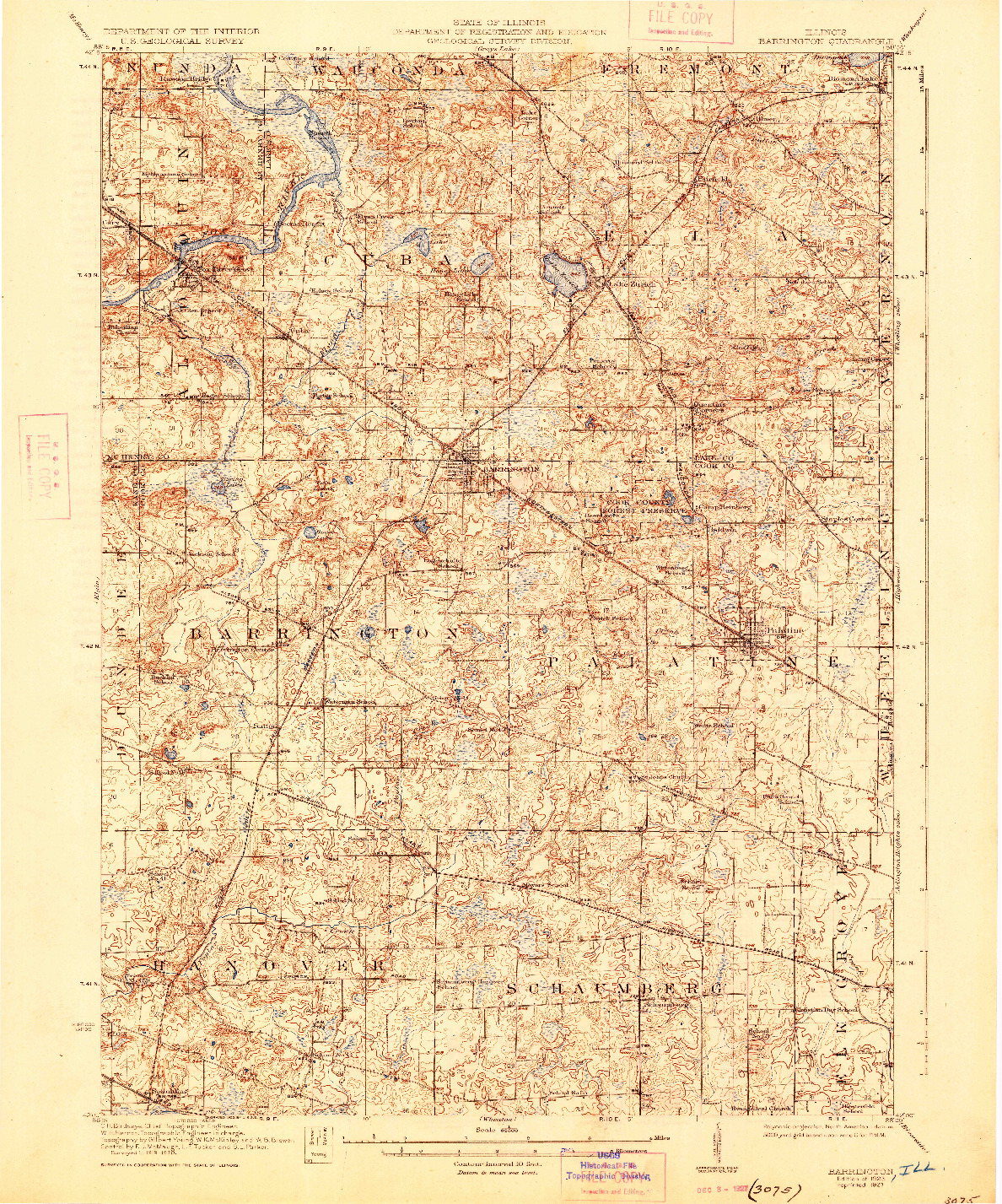 USGS 1:62500-SCALE QUADRANGLE FOR BARRINGTON, IL 1923