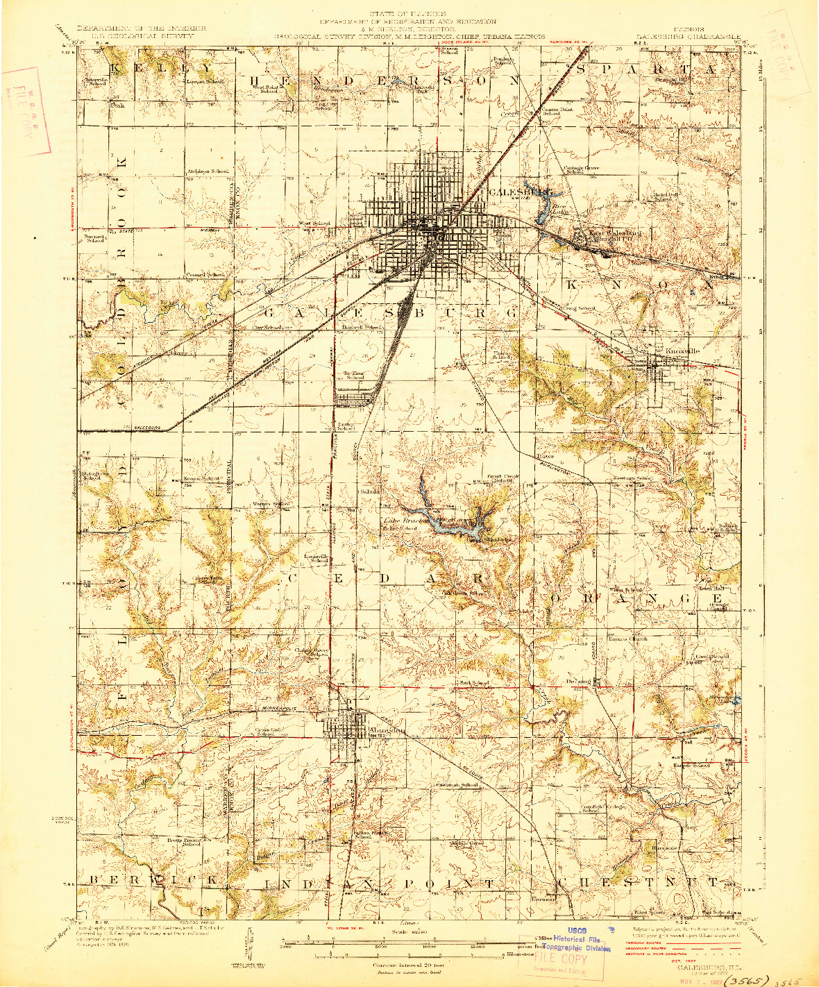 USGS 1:62500-SCALE QUADRANGLE FOR GALESBURG, IL 1927