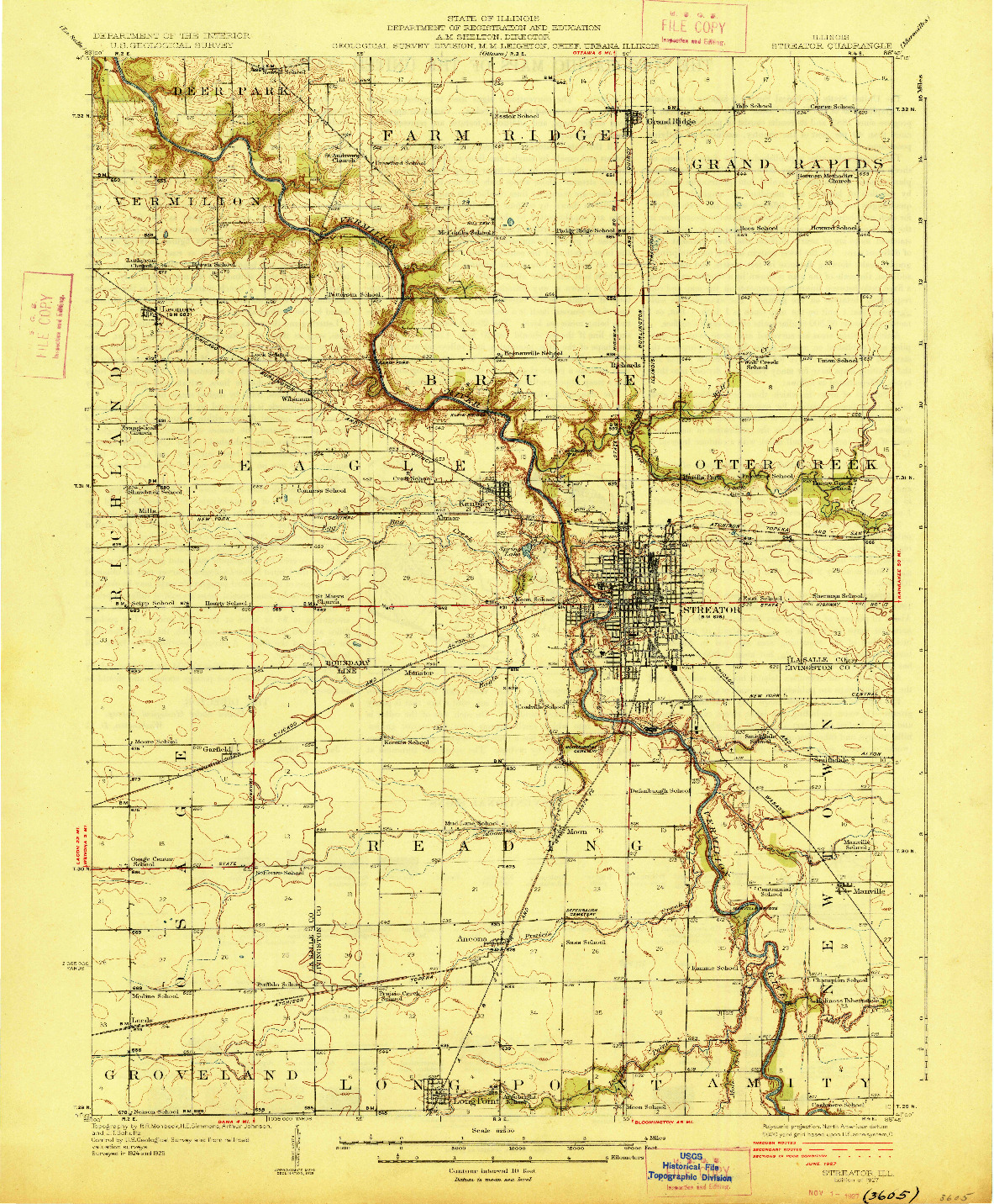 USGS 1:62500-SCALE QUADRANGLE FOR STREATOR, IL 1927