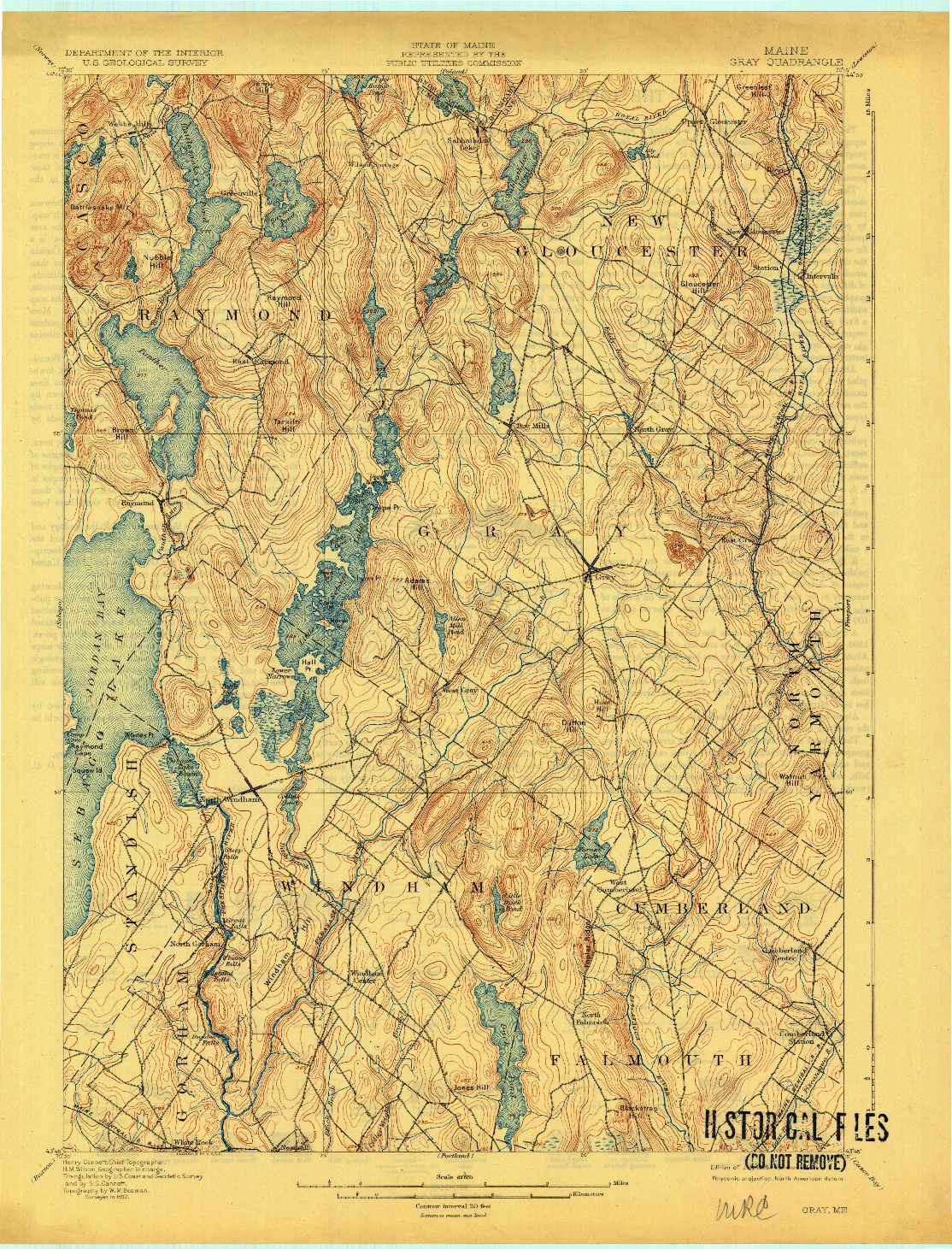 USGS 1:62500-SCALE QUADRANGLE FOR GRAY, ME 1898