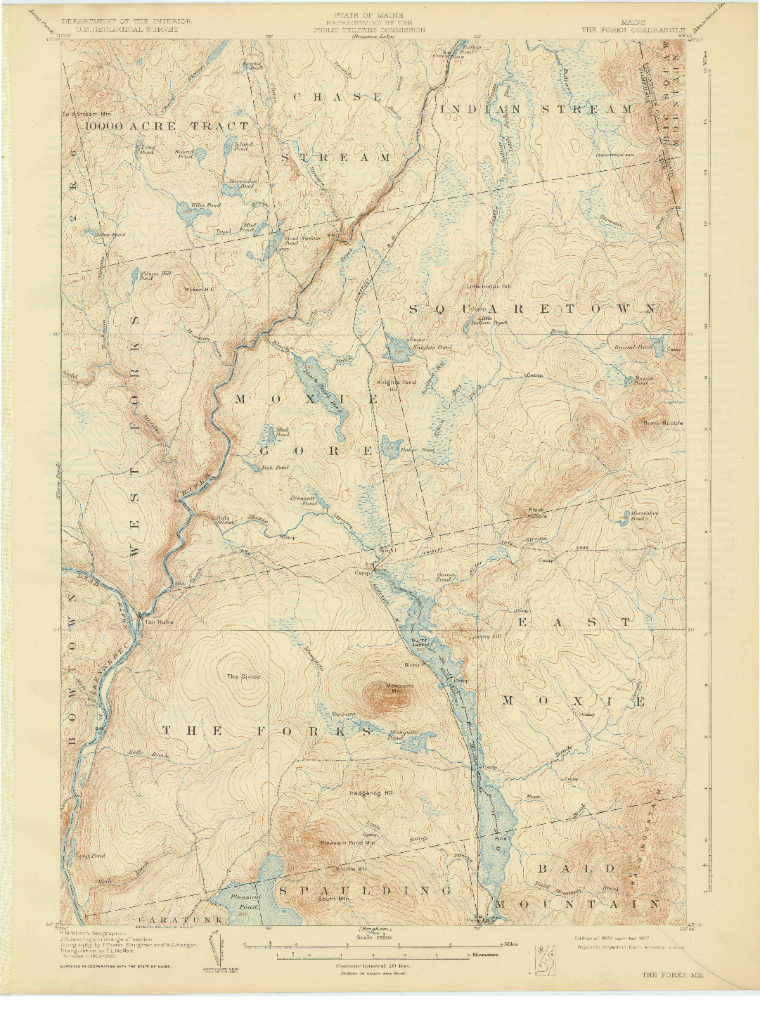 USGS 1:62500-SCALE QUADRANGLE FOR THE FORKS, ME 1907