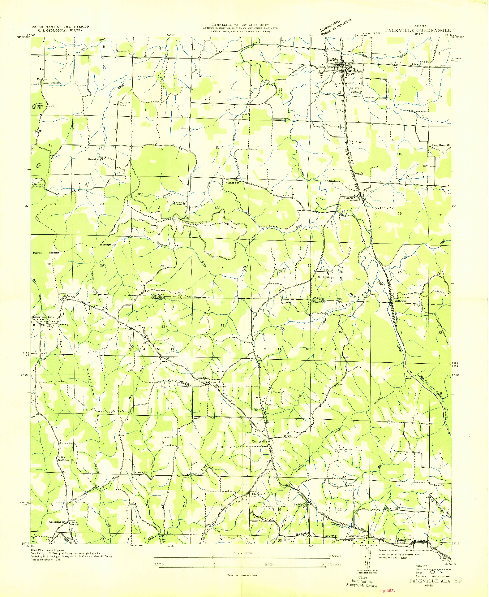 USGS 1:24000-SCALE QUADRANGLE FOR FALKVILLE, AL 1927