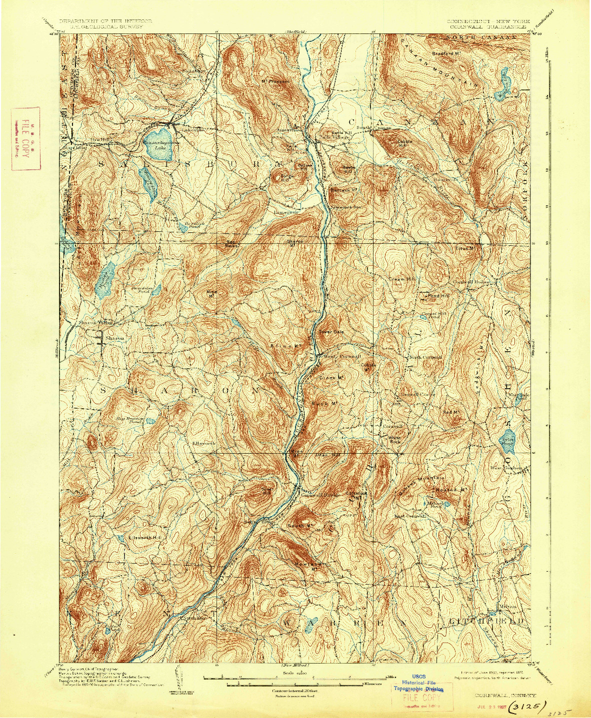 USGS 1:62500-SCALE QUADRANGLE FOR CORNWALL, CT 1903