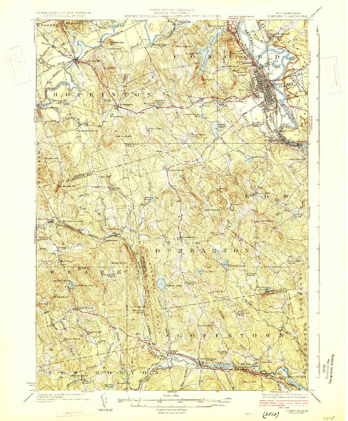 USGS 1:62500-SCALE QUADRANGLE FOR CONCORD, NH 1927