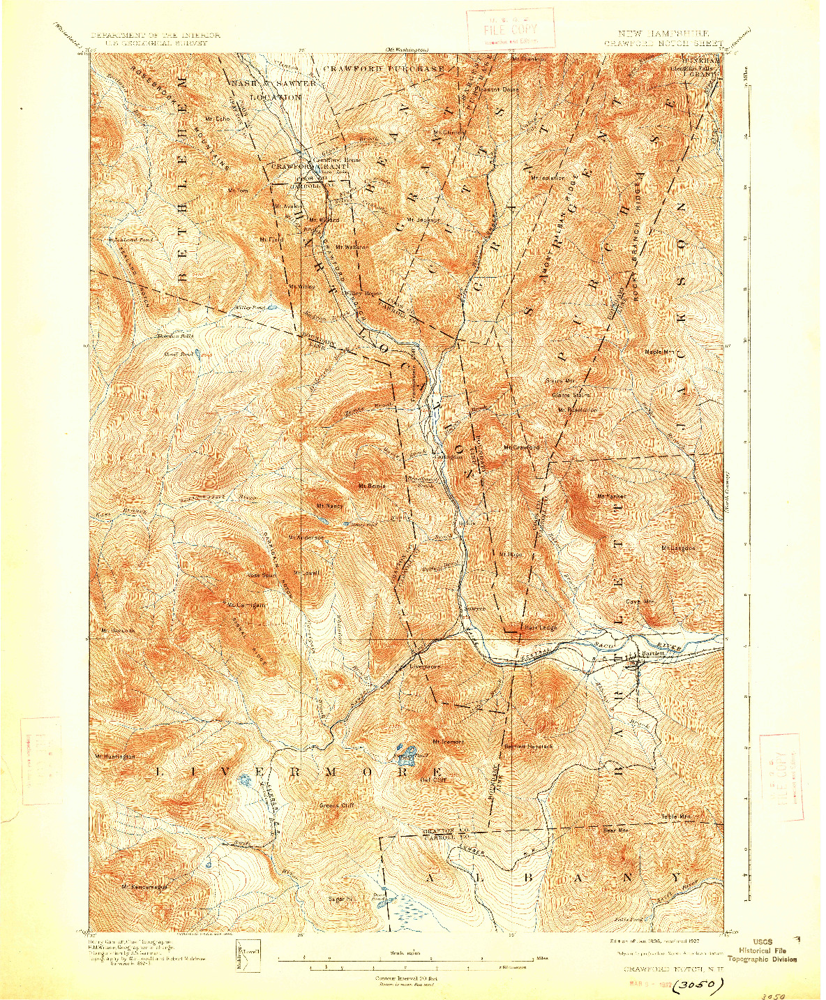 USGS 1:62500-SCALE QUADRANGLE FOR CRAWFORD NOTCH, NH 1896