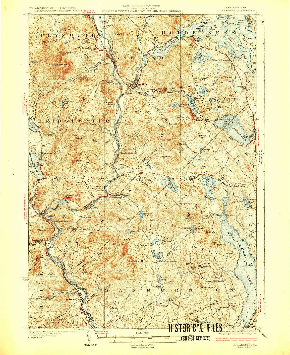 USGS 1:62500-SCALE QUADRANGLE FOR HOLDERNESS, NH 1927