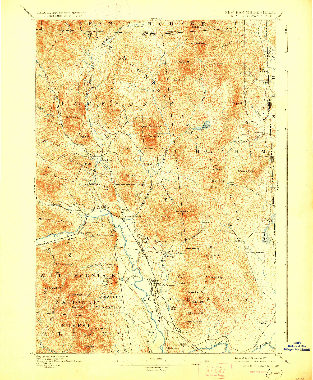 USGS 1:62500-SCALE QUADRANGLE FOR NORTH CONWAY, NH 1896