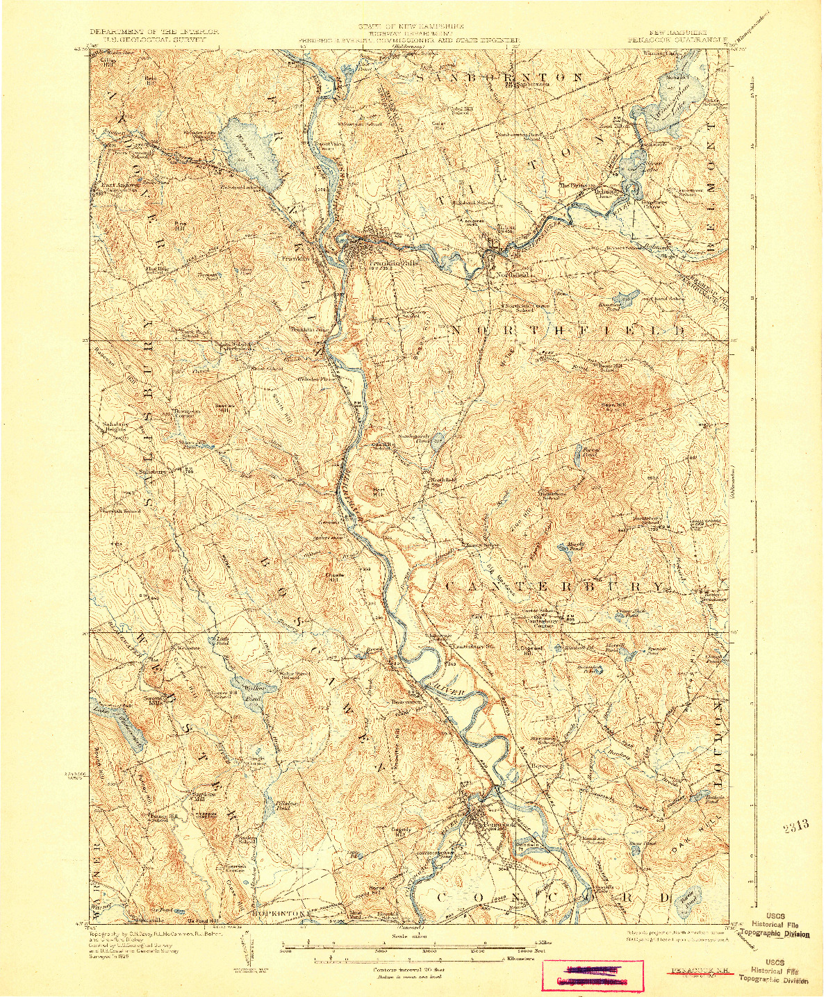 USGS 1:62500-SCALE QUADRANGLE FOR PENACOOK, NH 1927