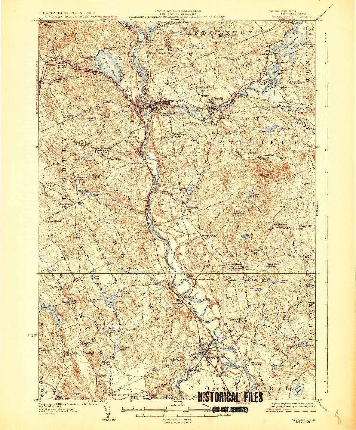 USGS 1:62500-SCALE QUADRANGLE FOR PENACOOK, NH 1927