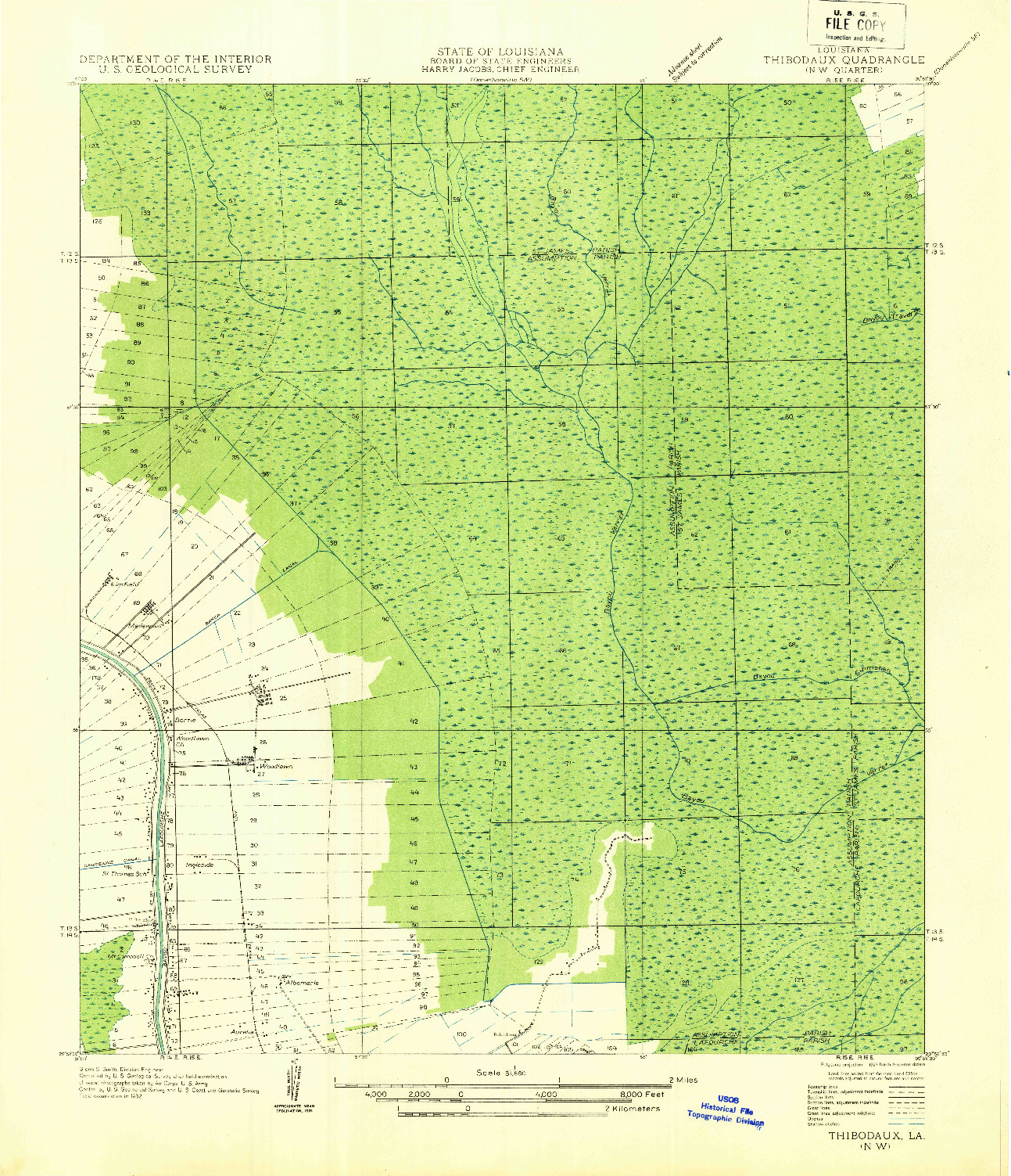 USGS 1:31680-SCALE QUADRANGLE FOR THIBODAUX NW, LA 1927