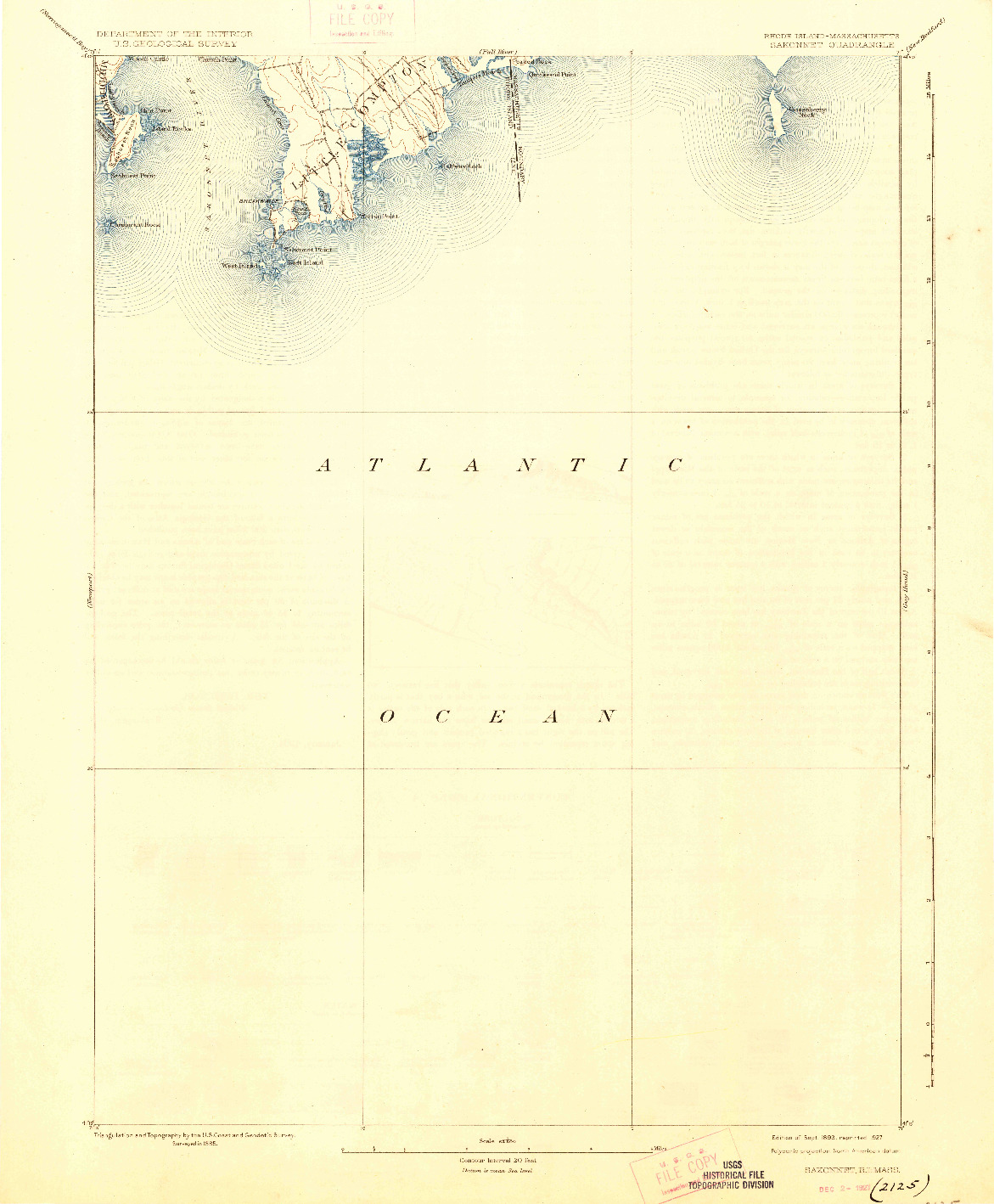 USGS 1:62500-SCALE QUADRANGLE FOR SAKONNET, RI 1893