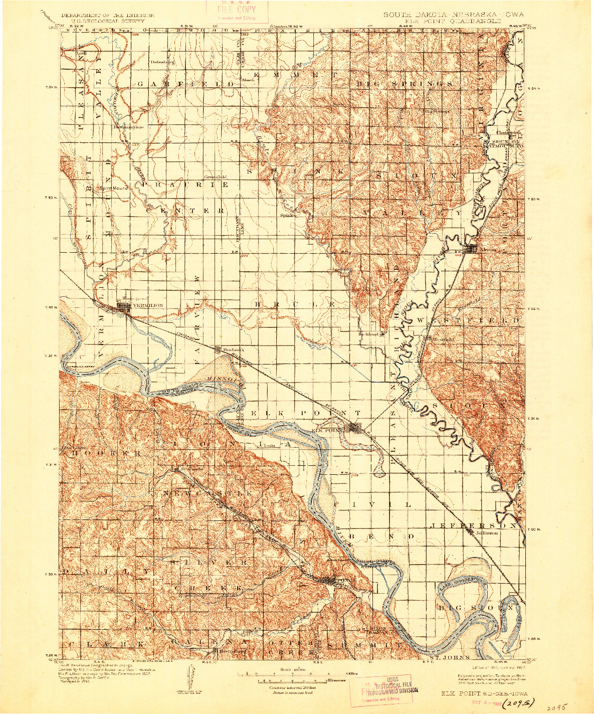 USGS 1:125000-SCALE QUADRANGLE FOR ELK POINT, SD 1907