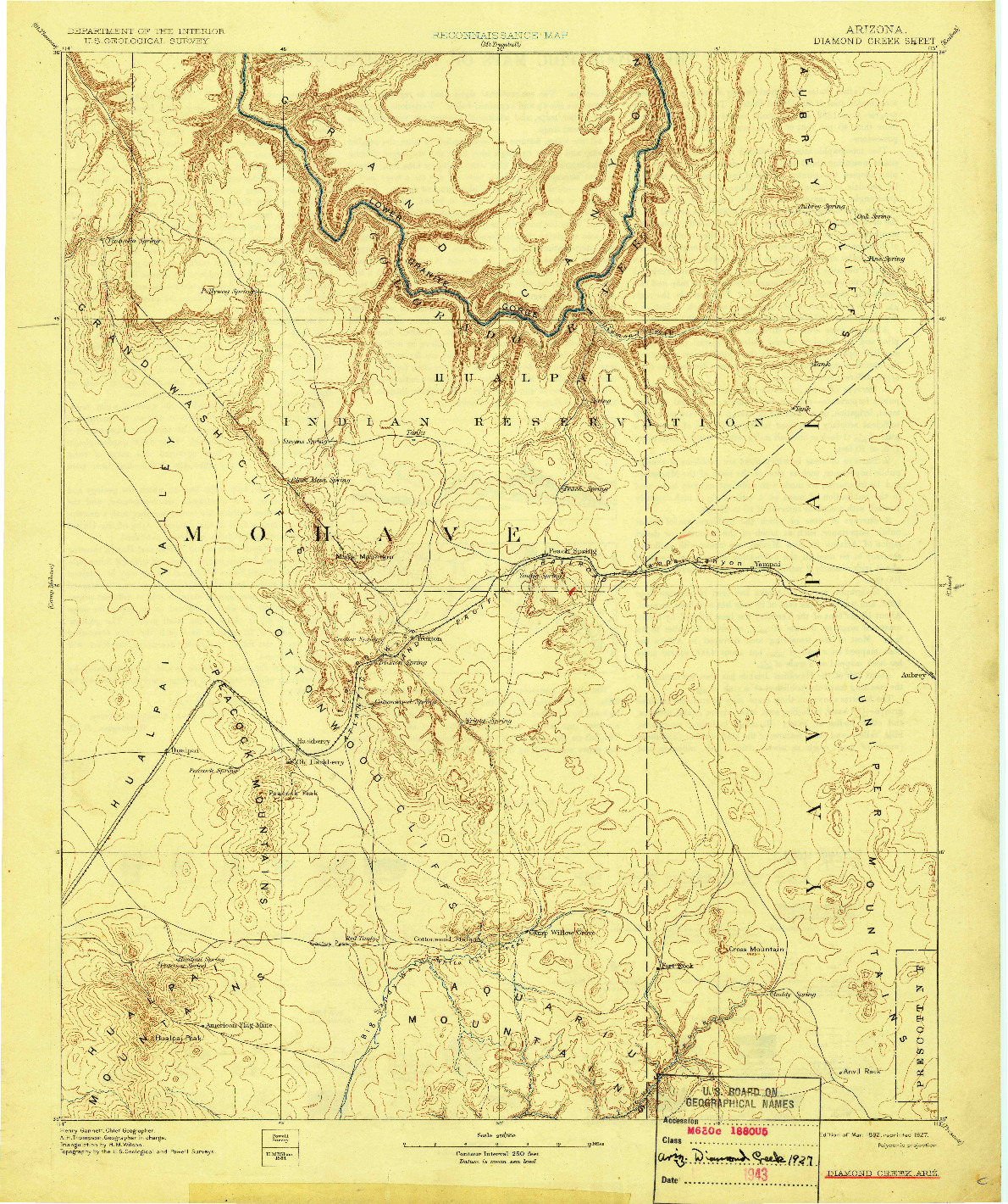USGS 1:250000-SCALE QUADRANGLE FOR DIAMOND CREEK, AZ 1892