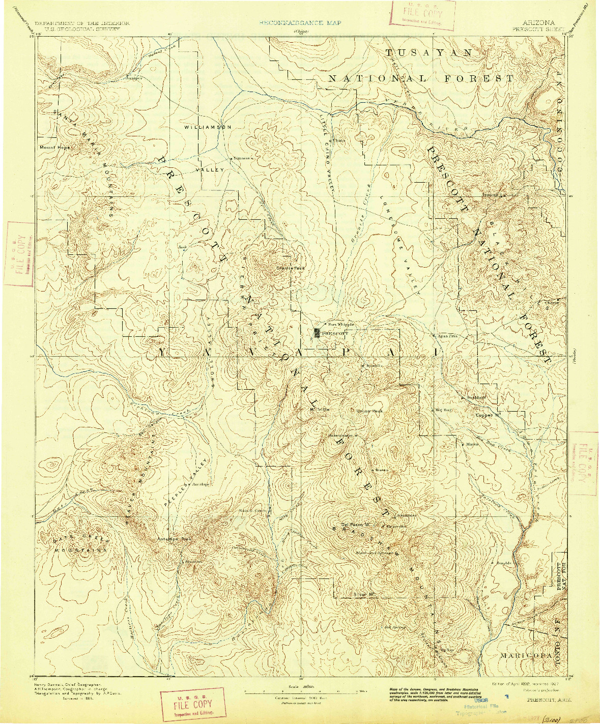 USGS 1:250000-SCALE QUADRANGLE FOR PRESCOTT, AZ 1892