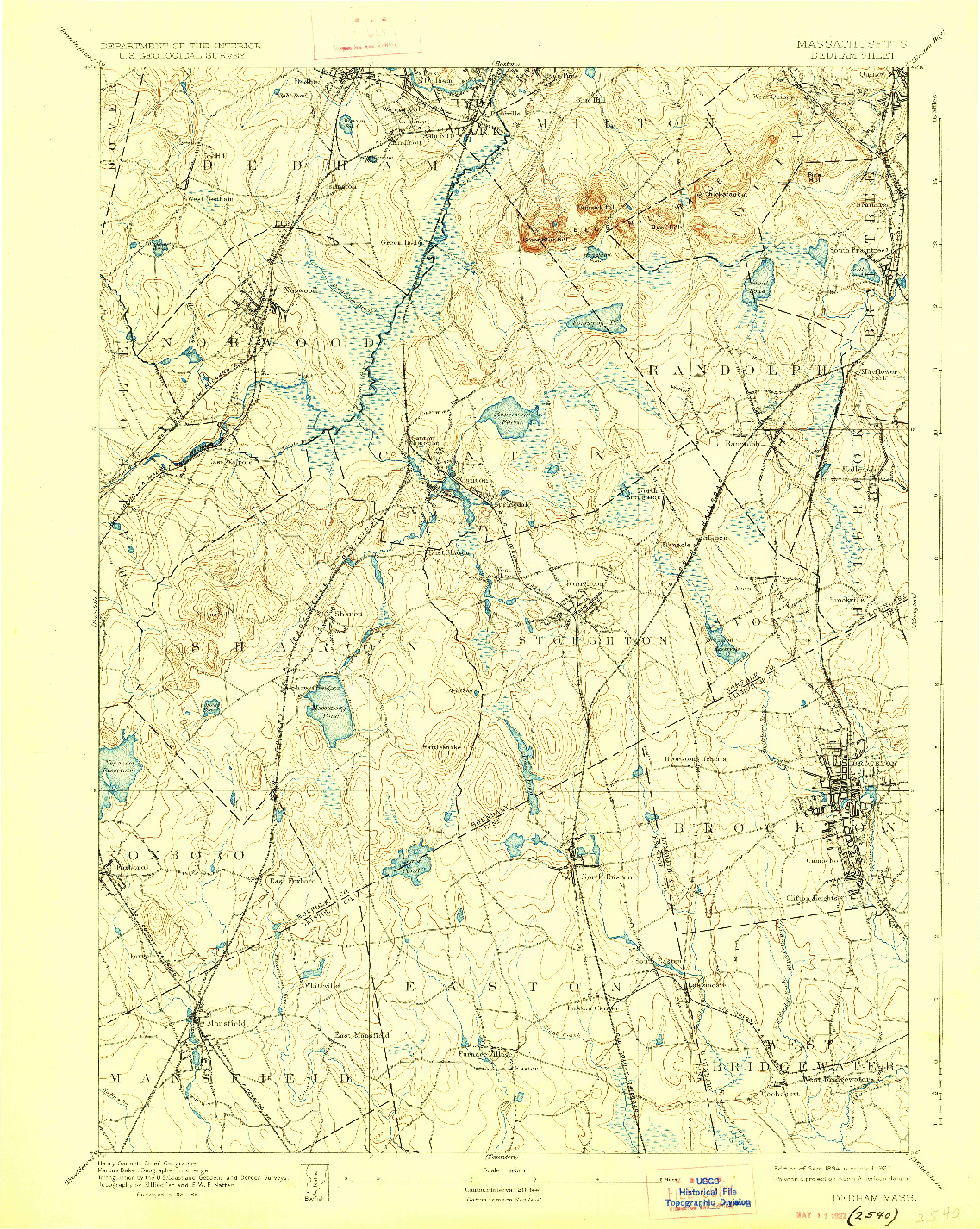 USGS 1:62500-SCALE QUADRANGLE FOR DEDHAM, MA 1894