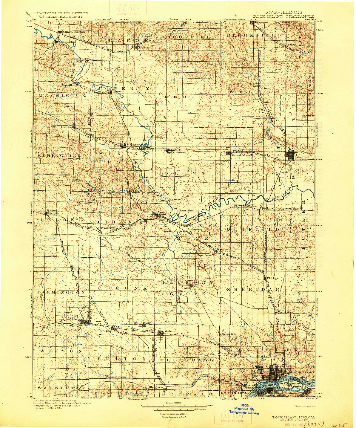 USGS 1:125000-SCALE QUADRANGLE FOR ROCK ISLAND, IA 1901