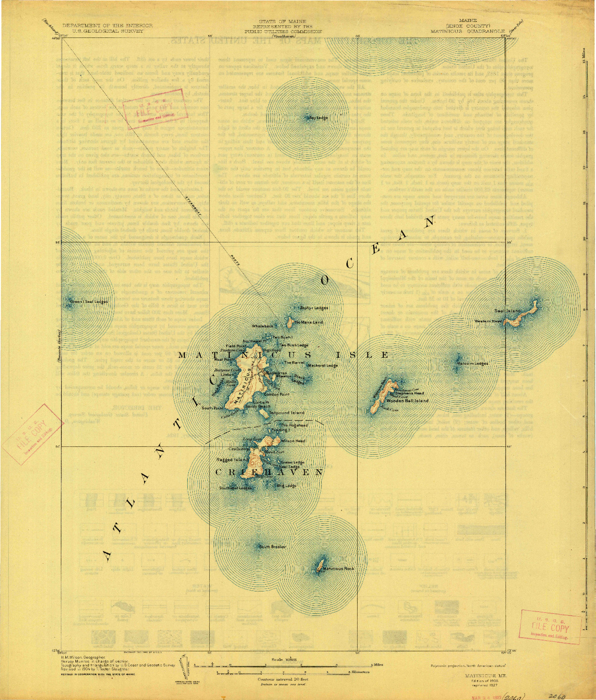 USGS 1:62500-SCALE QUADRANGLE FOR MATINICUS, ME 1906