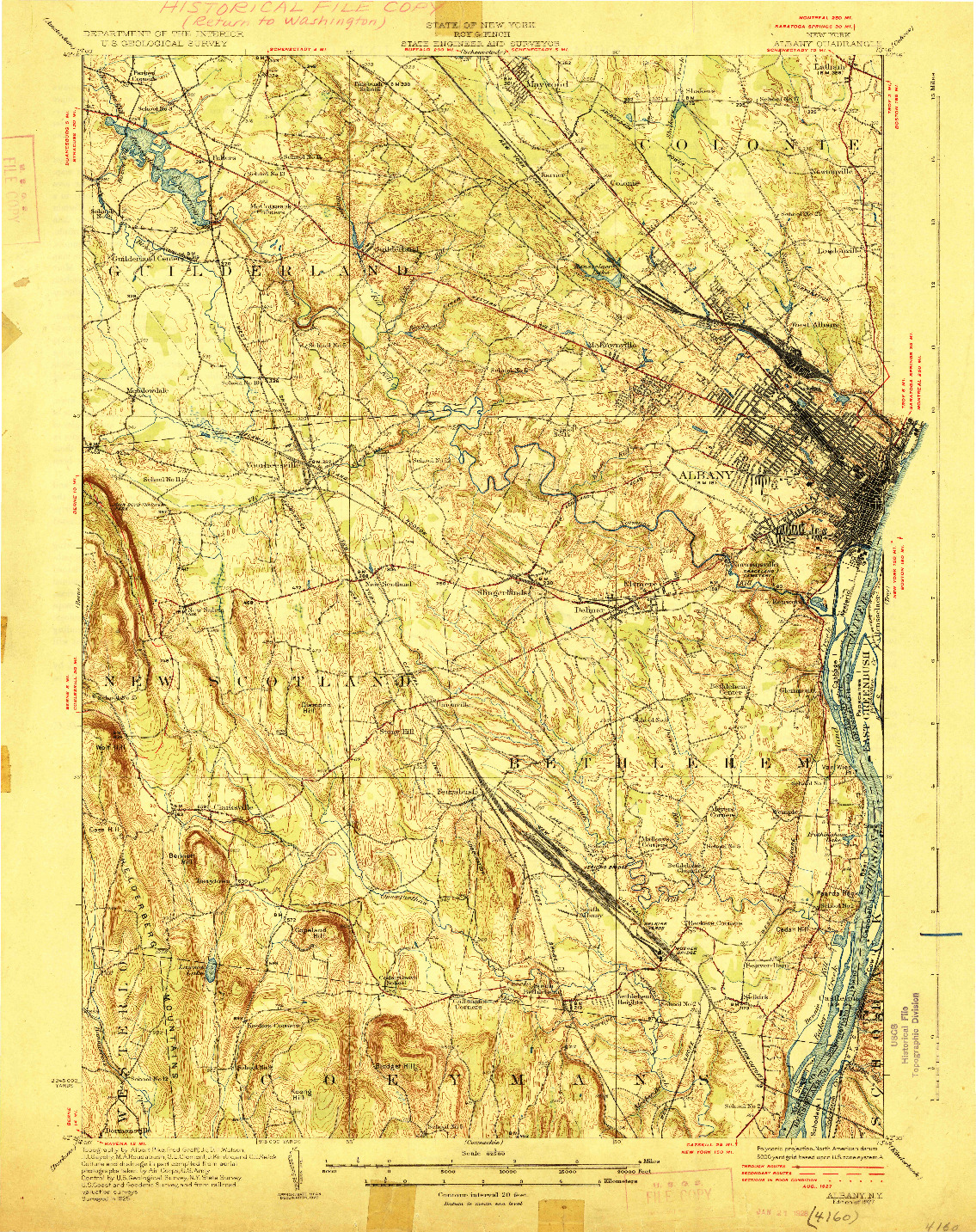 USGS 1:62500-SCALE QUADRANGLE FOR ALBANY, NY 1927