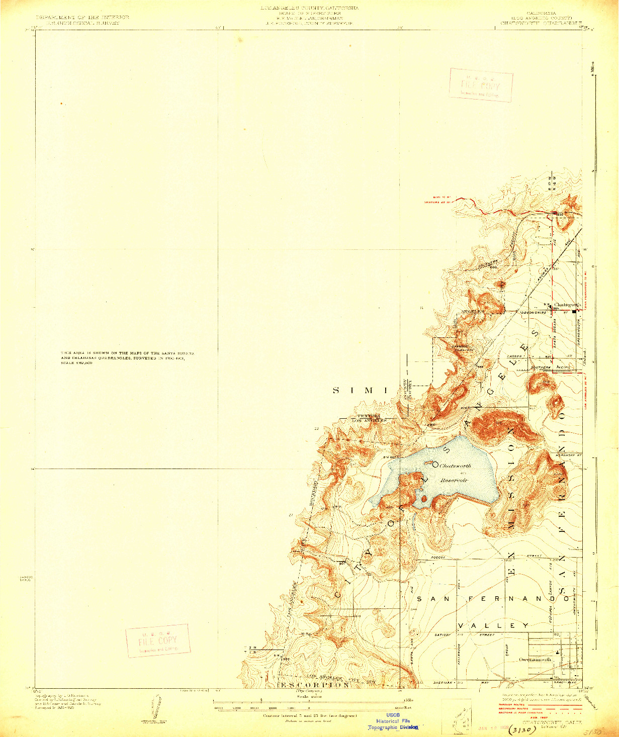 USGS 1:24000-SCALE QUADRANGLE FOR CHATSWORTH, CA 1927