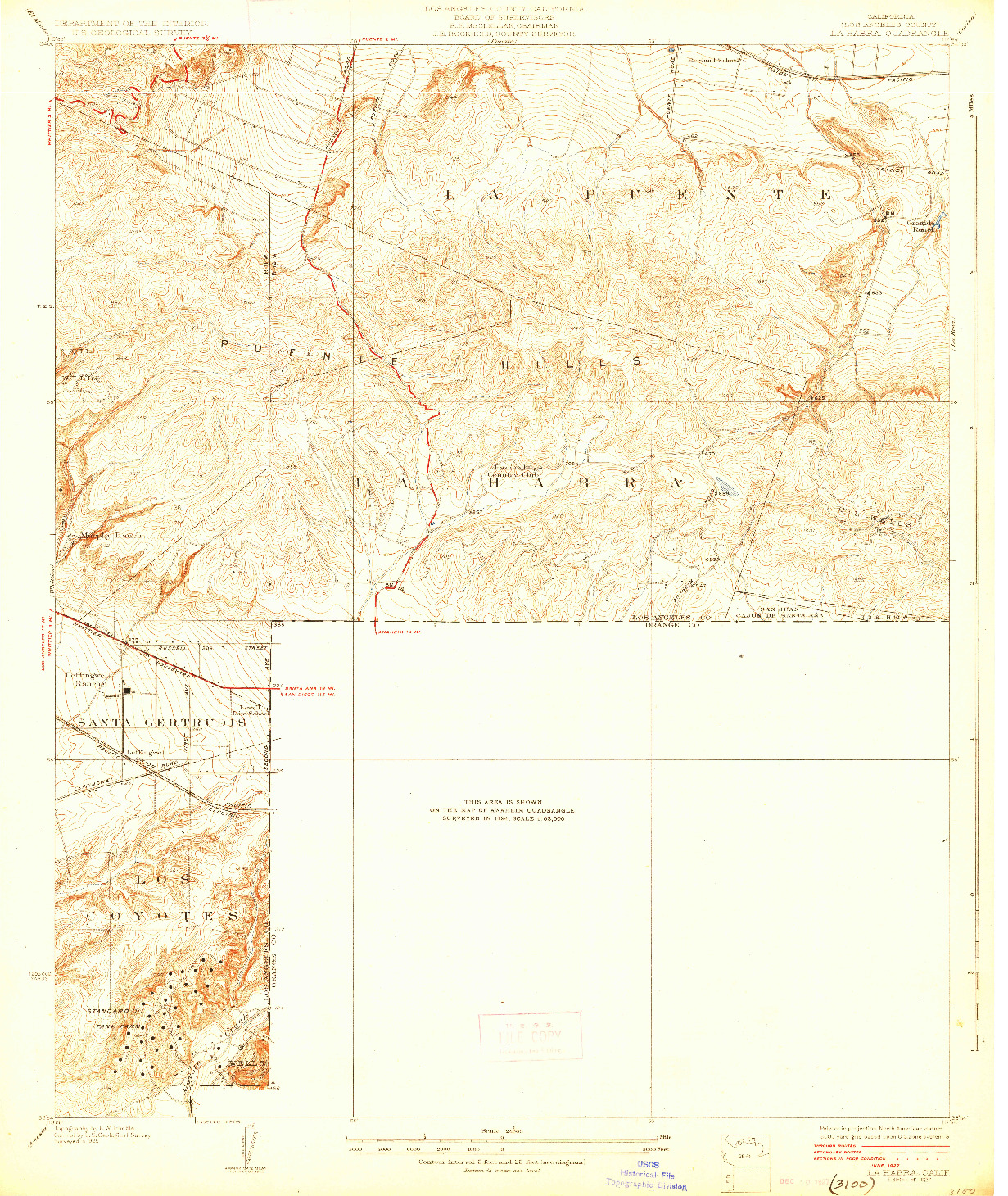 USGS 1:24000-SCALE QUADRANGLE FOR LA HABRA, CA 1927