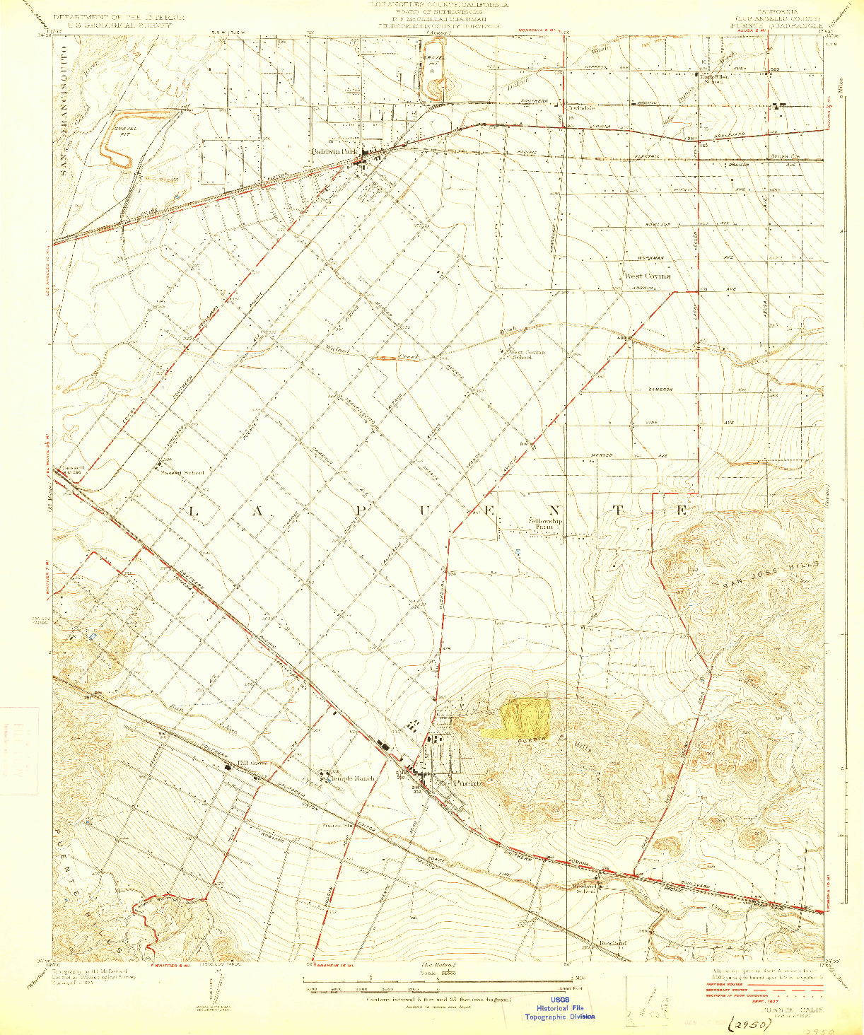 USGS 1:24000-SCALE QUADRANGLE FOR PUENTE, CA 1927