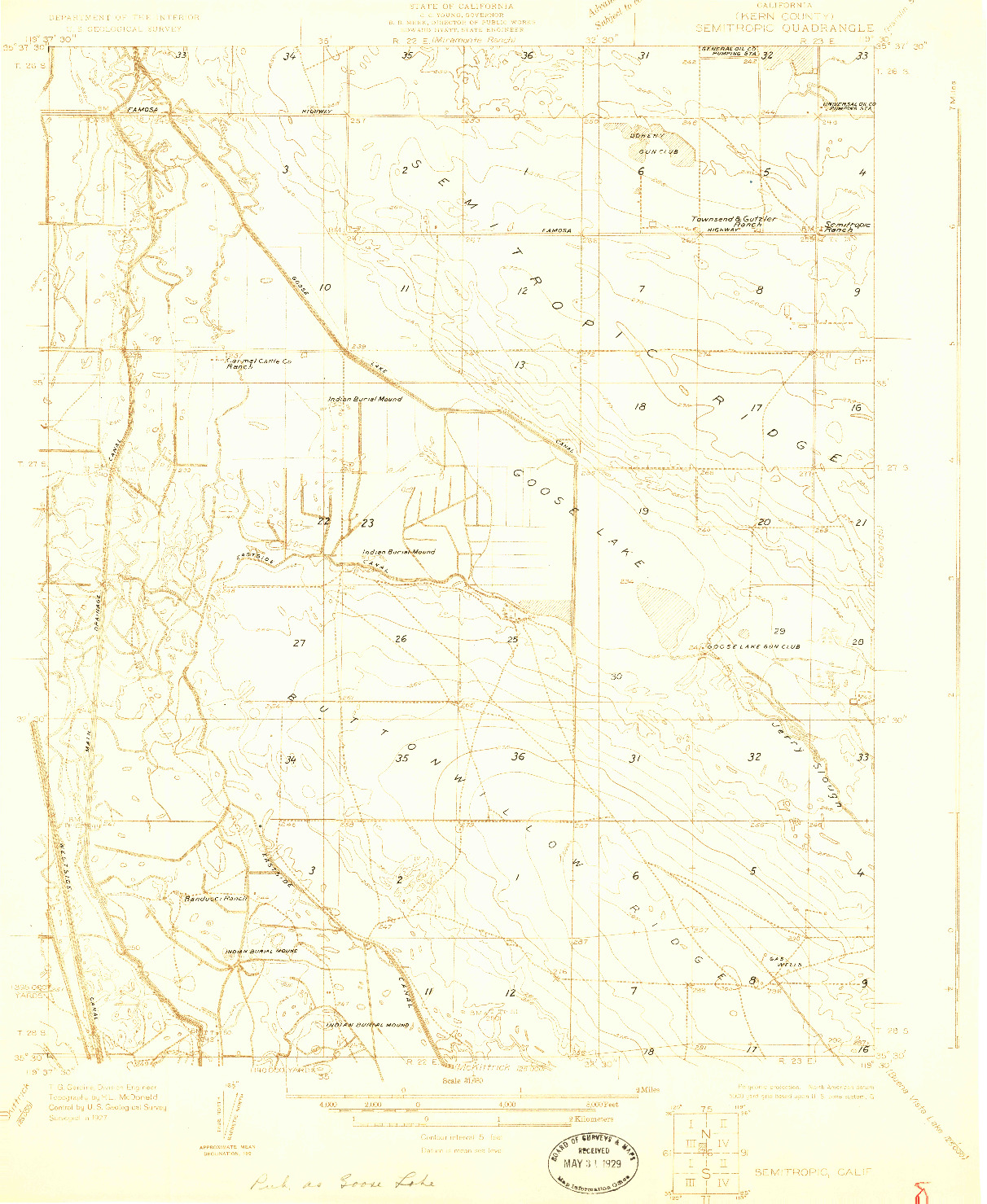 USGS 1:31680-SCALE QUADRANGLE FOR SEMITROPIC, CA 1927