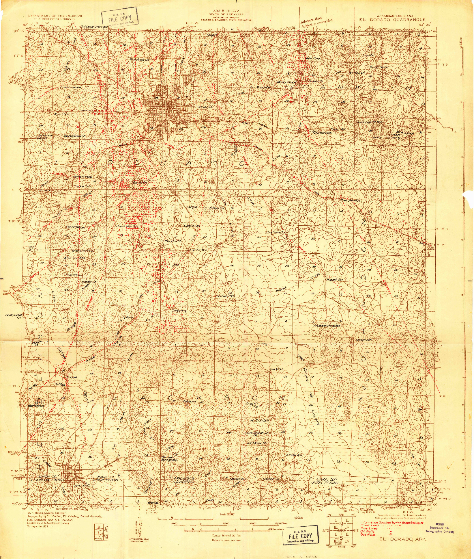 USGS 1:48000-SCALE QUADRANGLE FOR EL DORADO, AR 1927