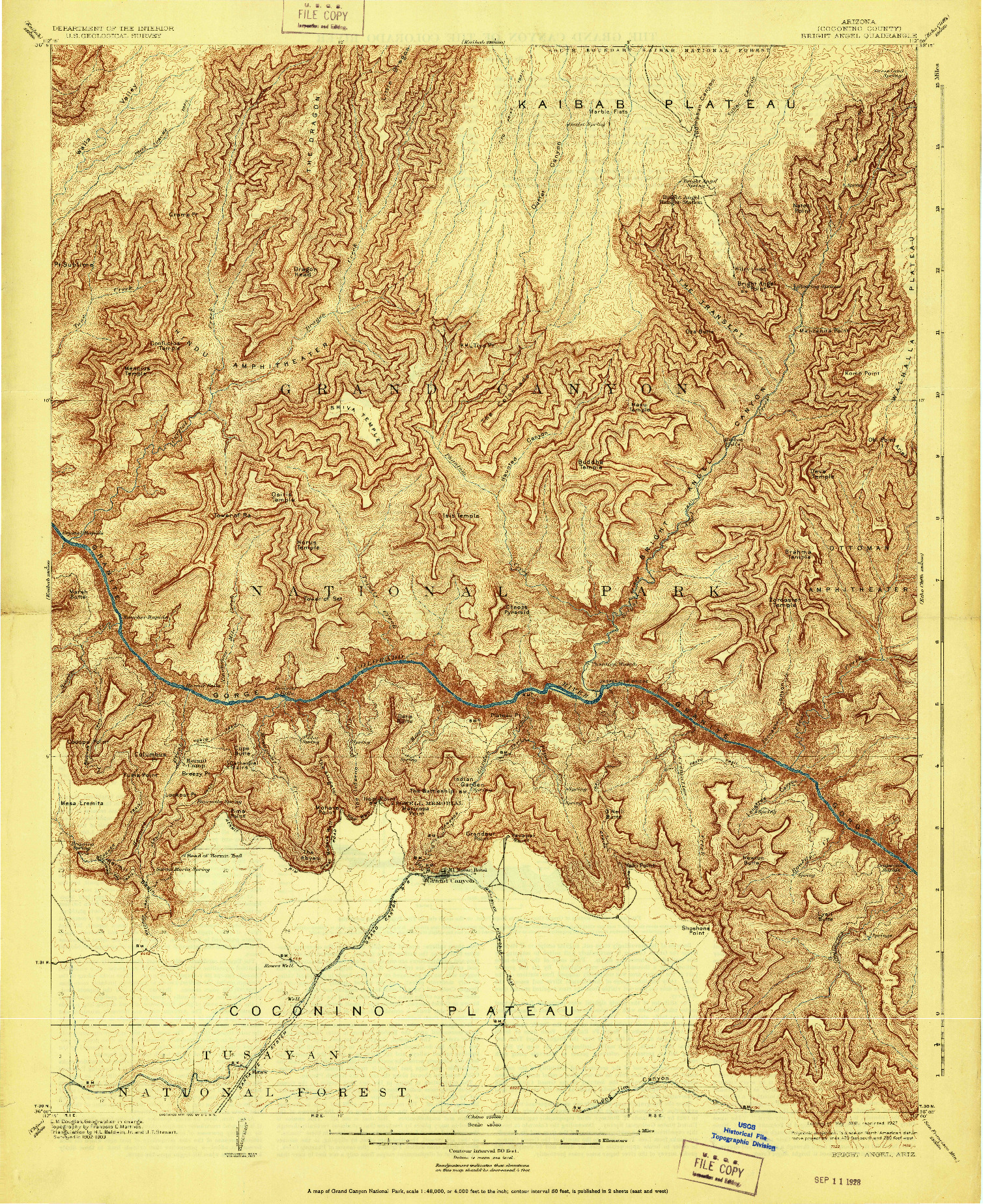 USGS 1:48000-SCALE QUADRANGLE FOR BRIGHT ANGEL, AZ 1906