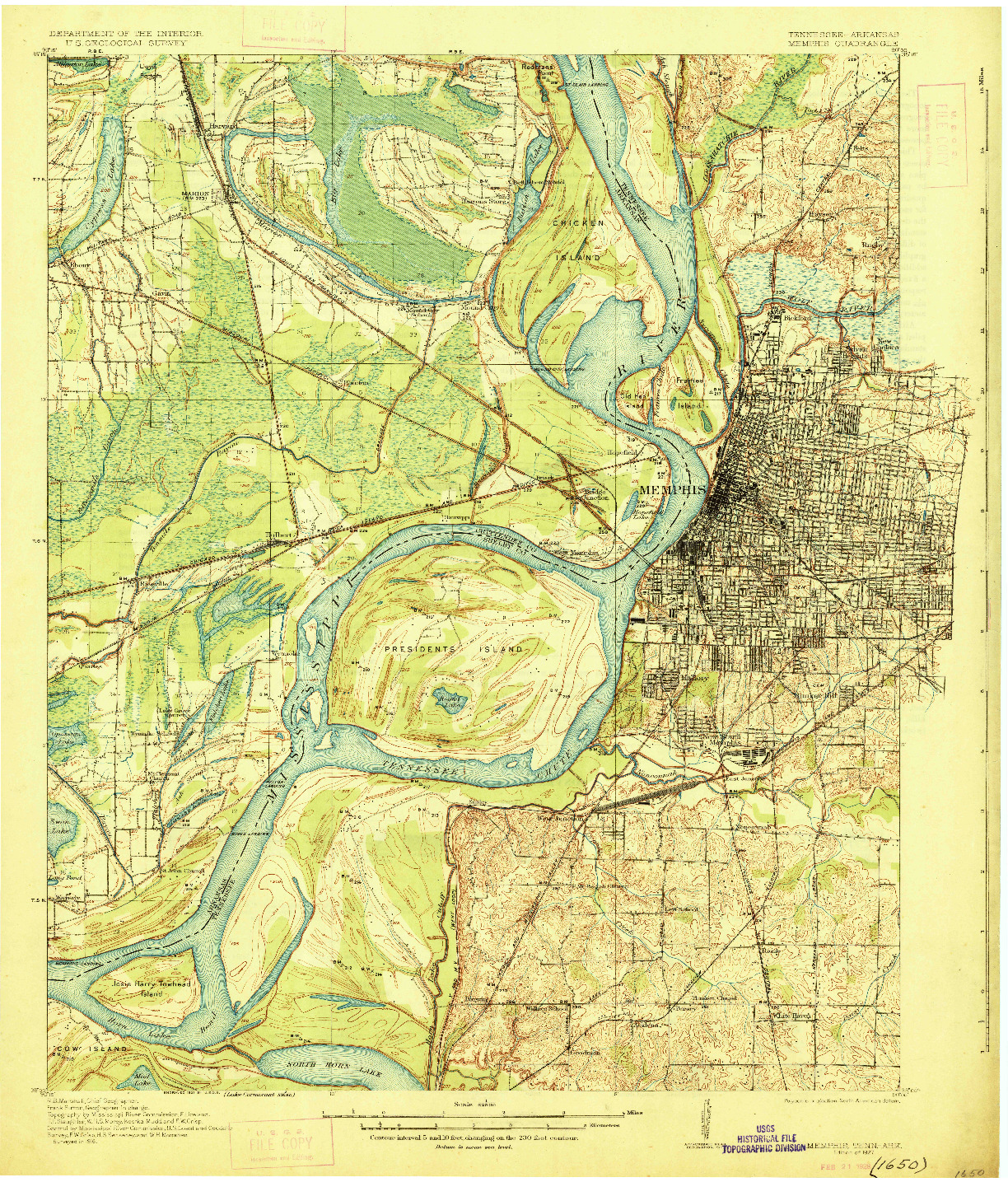 USGS 1:62500-SCALE QUADRANGLE FOR MEMPHIS, TN 1927