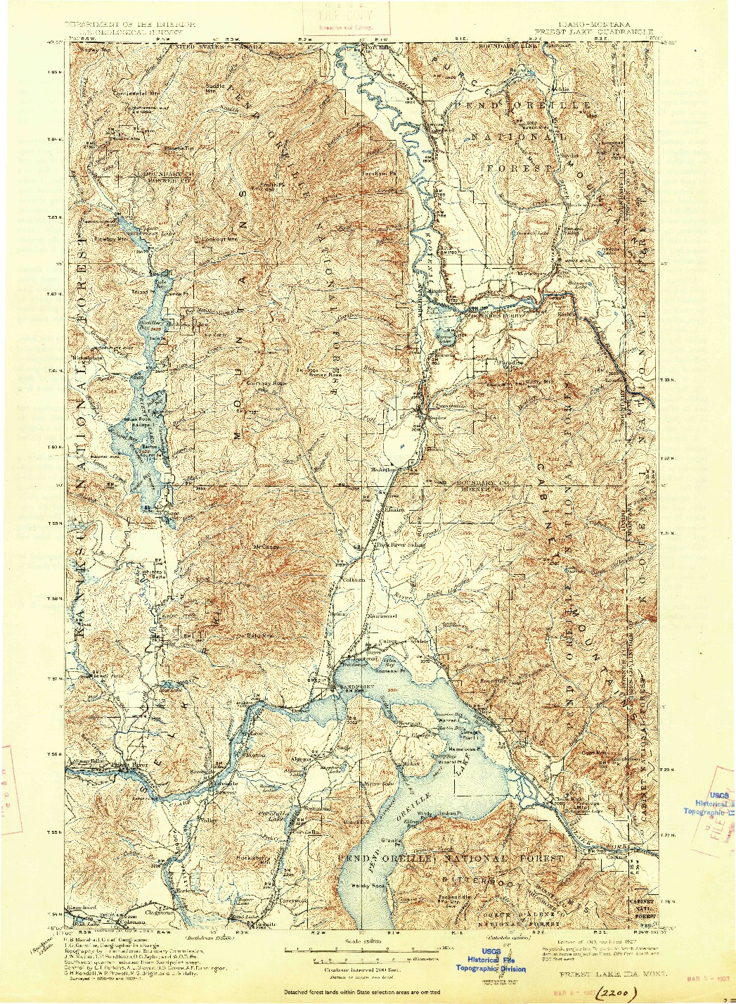 USGS 1:250000-SCALE QUADRANGLE FOR PRIEST LAKE, ID 1913