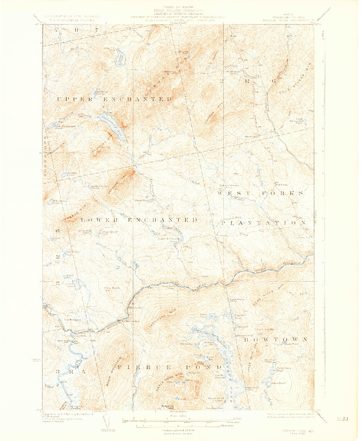 USGS 1:62500-SCALE QUADRANGLE FOR PIERCE POND, ME 1927