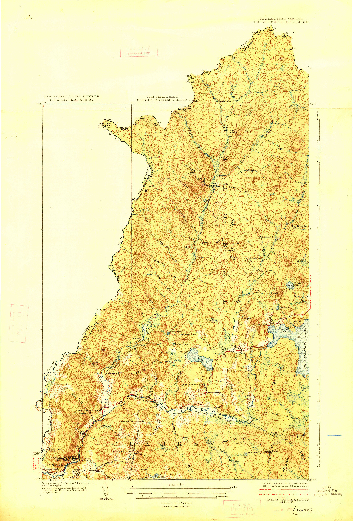 USGS 1:62500-SCALE QUADRANGLE FOR INDIAN STREAM, NH 1927