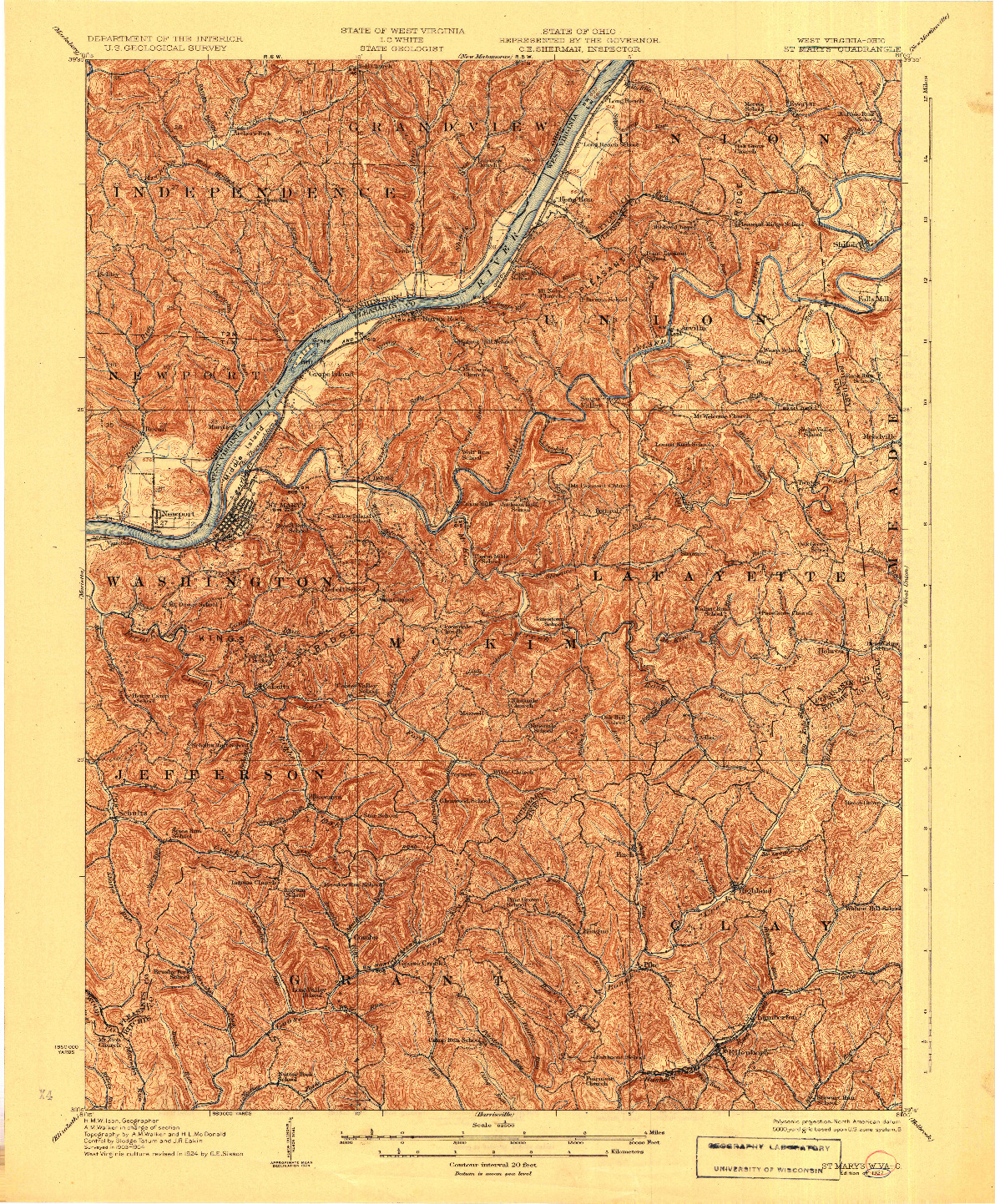 USGS 1:62500-SCALE QUADRANGLE FOR SAINT MARYS, WV 1927