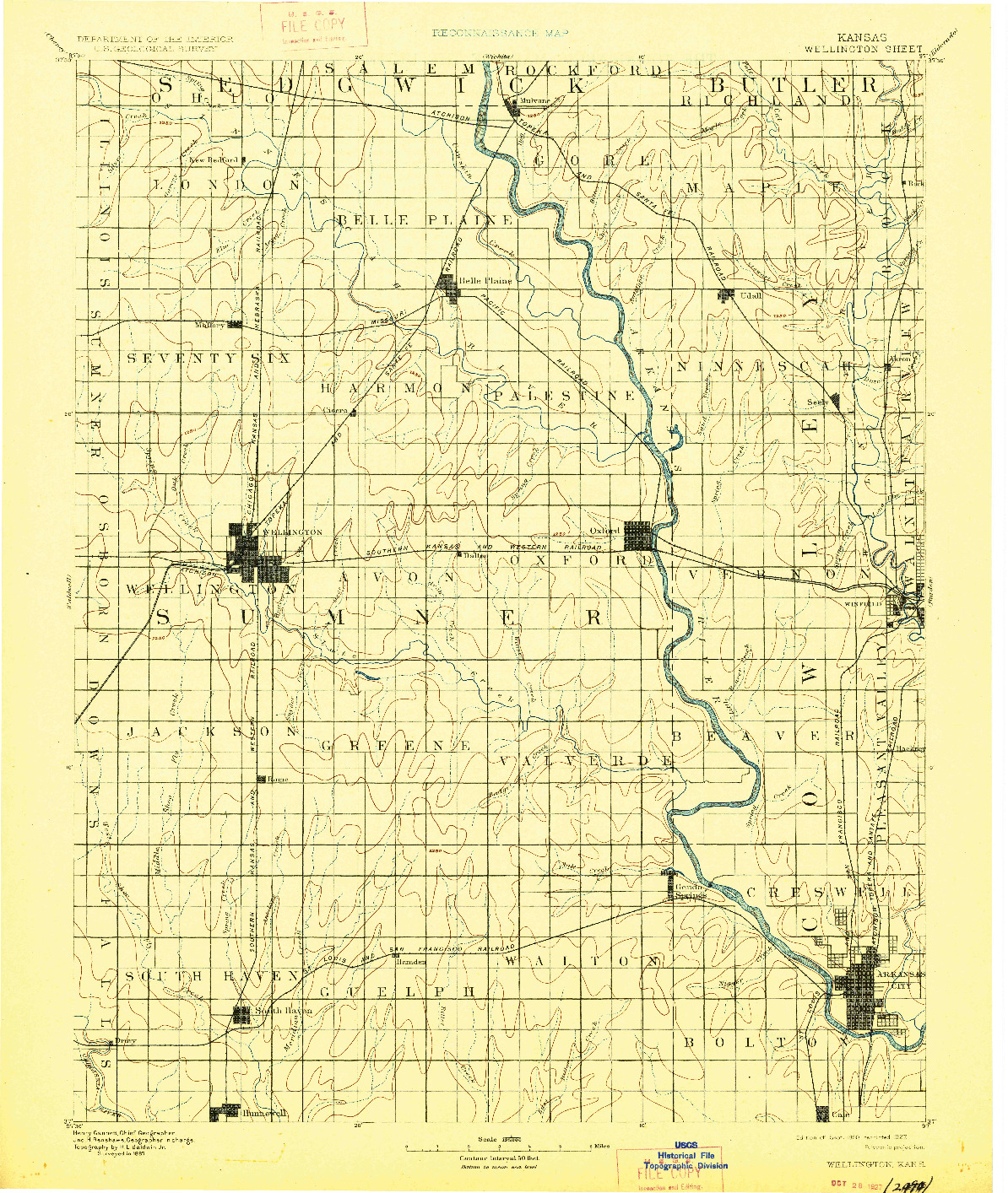 USGS 1:125000-SCALE QUADRANGLE FOR WELLINGTON, KS 1890