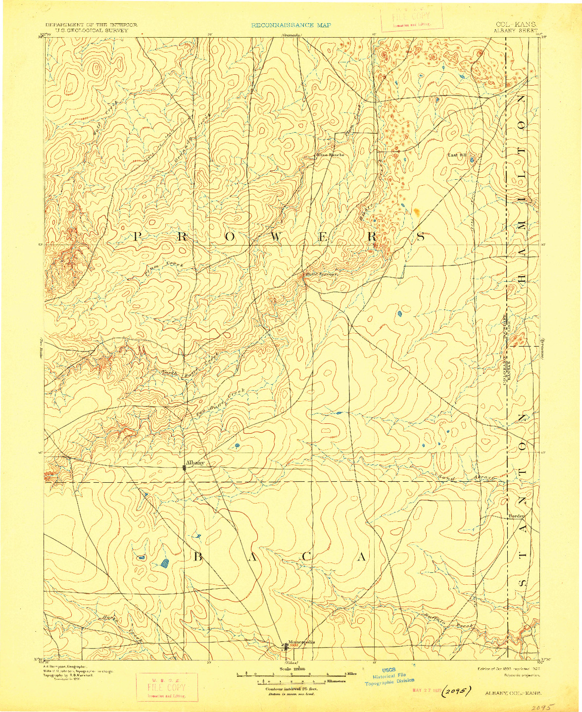 USGS 1:125000-SCALE QUADRANGLE FOR ALBANY, CO 1893