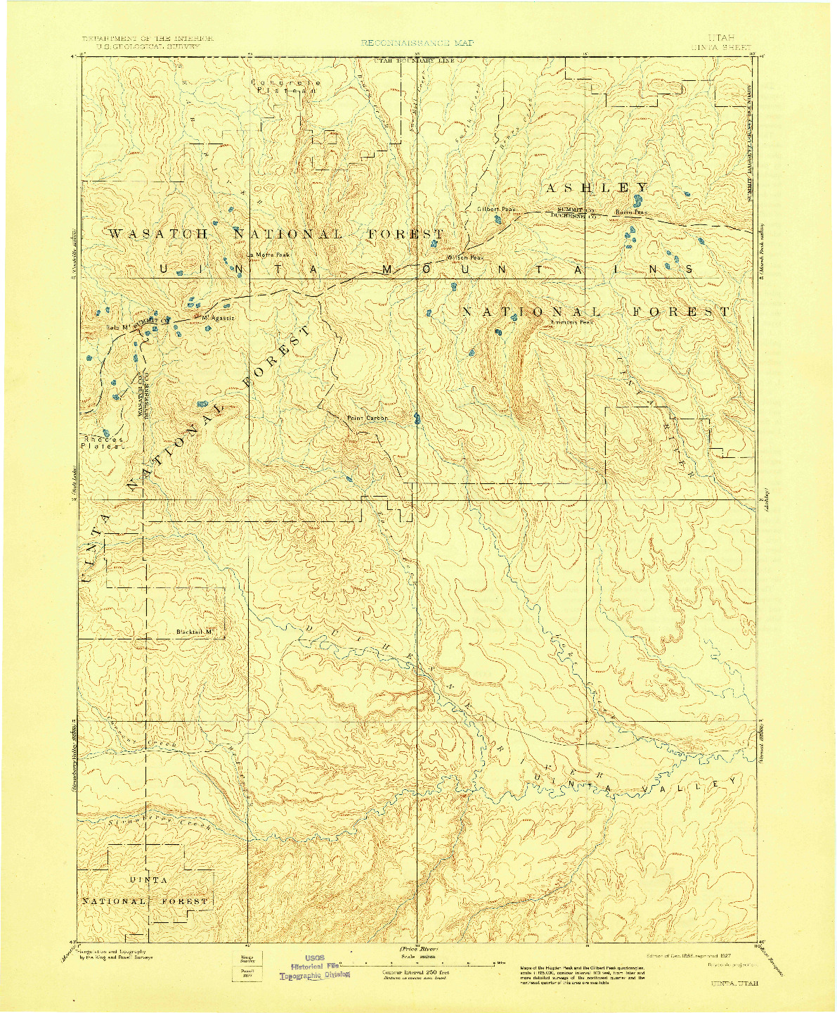 USGS 1:250000-SCALE QUADRANGLE FOR UINTA, UT 1885