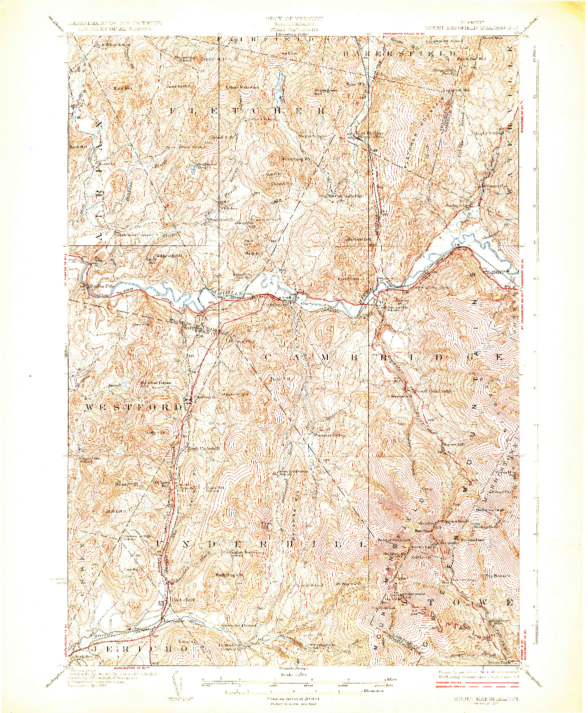 USGS 1:62500-SCALE QUADRANGLE FOR MOUNT MANSFIELD, VT 1927