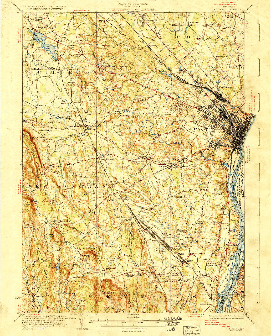 USGS 1:62500-SCALE QUADRANGLE FOR ALBANY, NY 1927