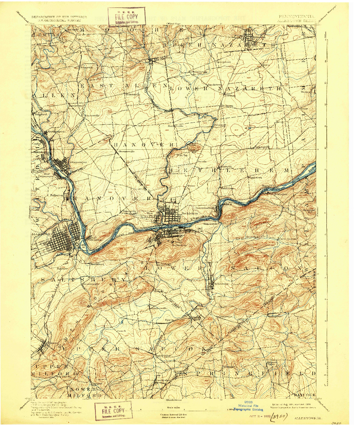 USGS 1:62500-SCALE QUADRANGLE FOR ALLENTOWN, PA 1894