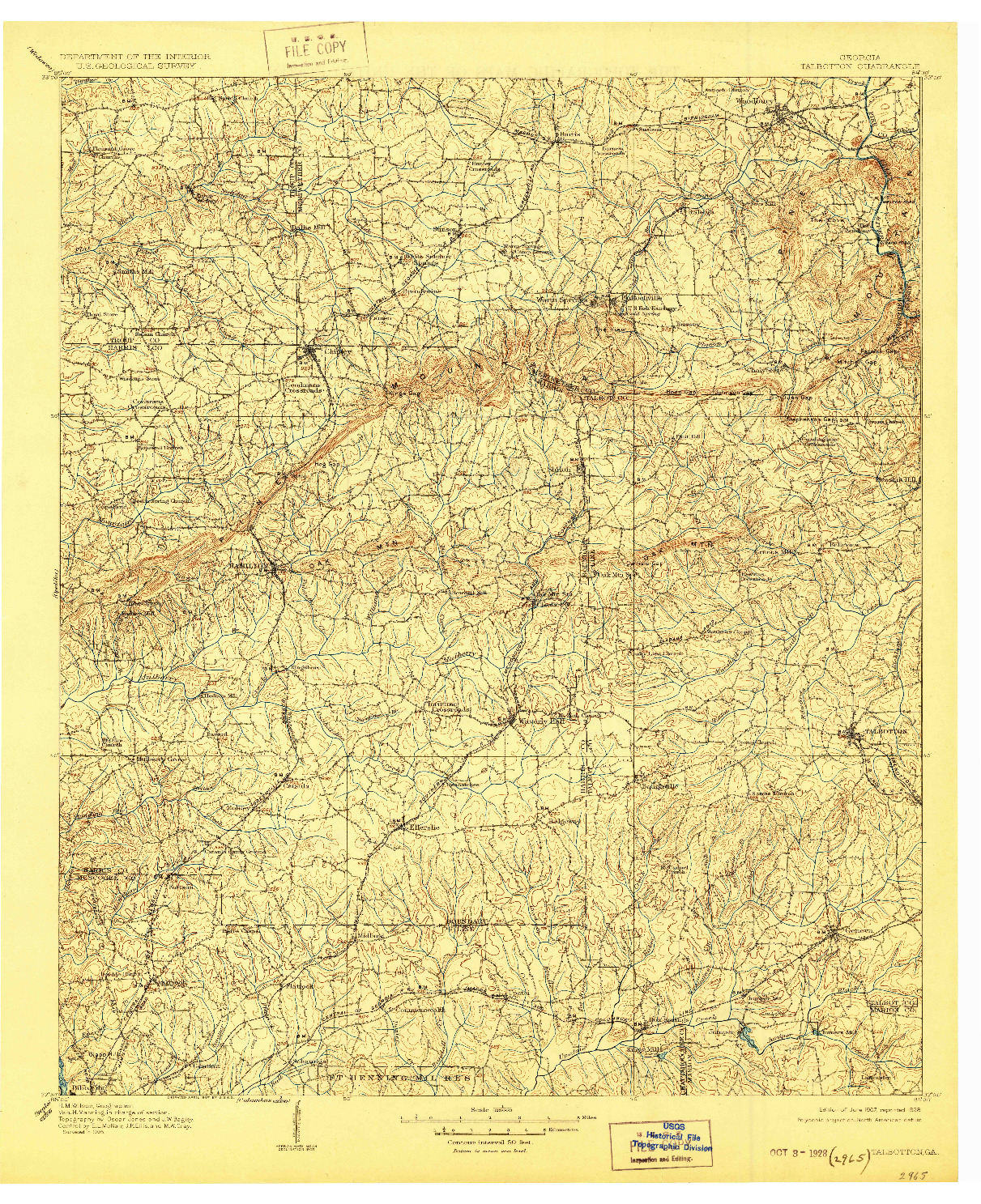 USGS 1:125000-SCALE QUADRANGLE FOR TALBOTTON, GA 1907