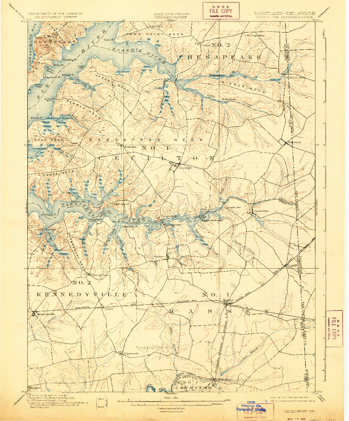 USGS 1:62500-SCALE QUADRANGLE FOR CECILTON, MD 1900