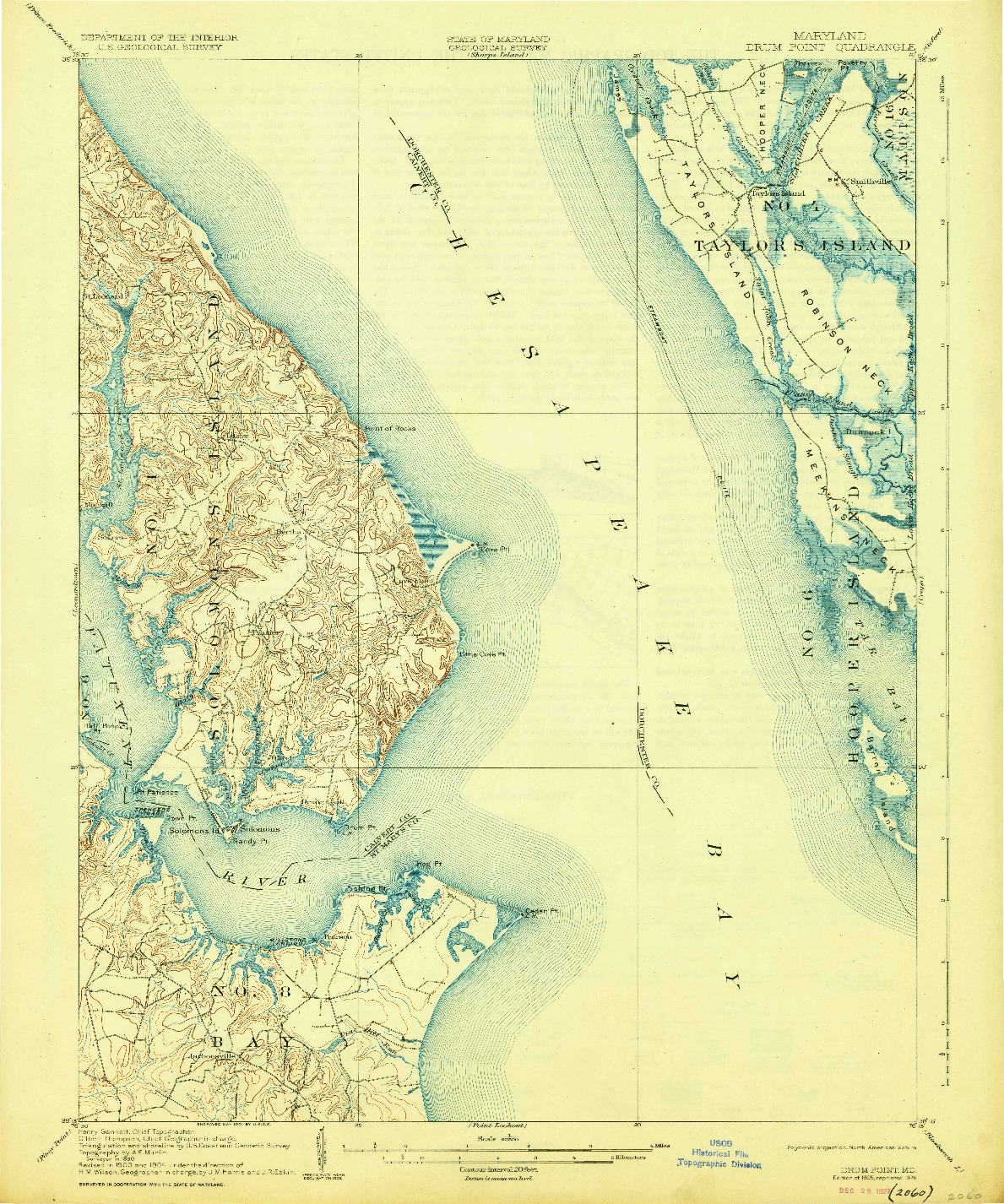 USGS 1:62500-SCALE QUADRANGLE FOR DRUM POINT, MD 1905