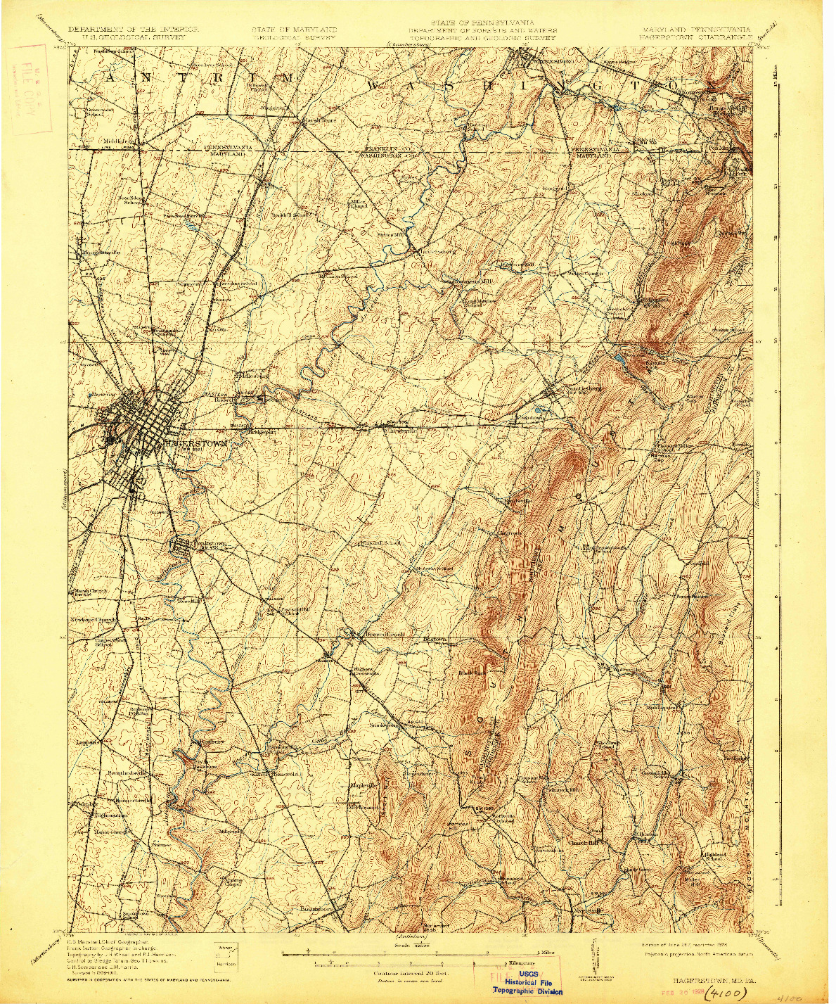 USGS 1:62500-SCALE QUADRANGLE FOR HAGERSTOWN, MD 1912