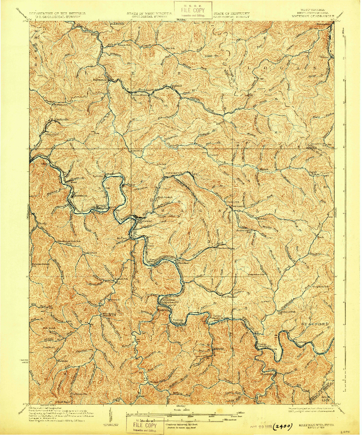 USGS 1:62500-SCALE QUADRANGLE FOR MATEWAN, WV 1928