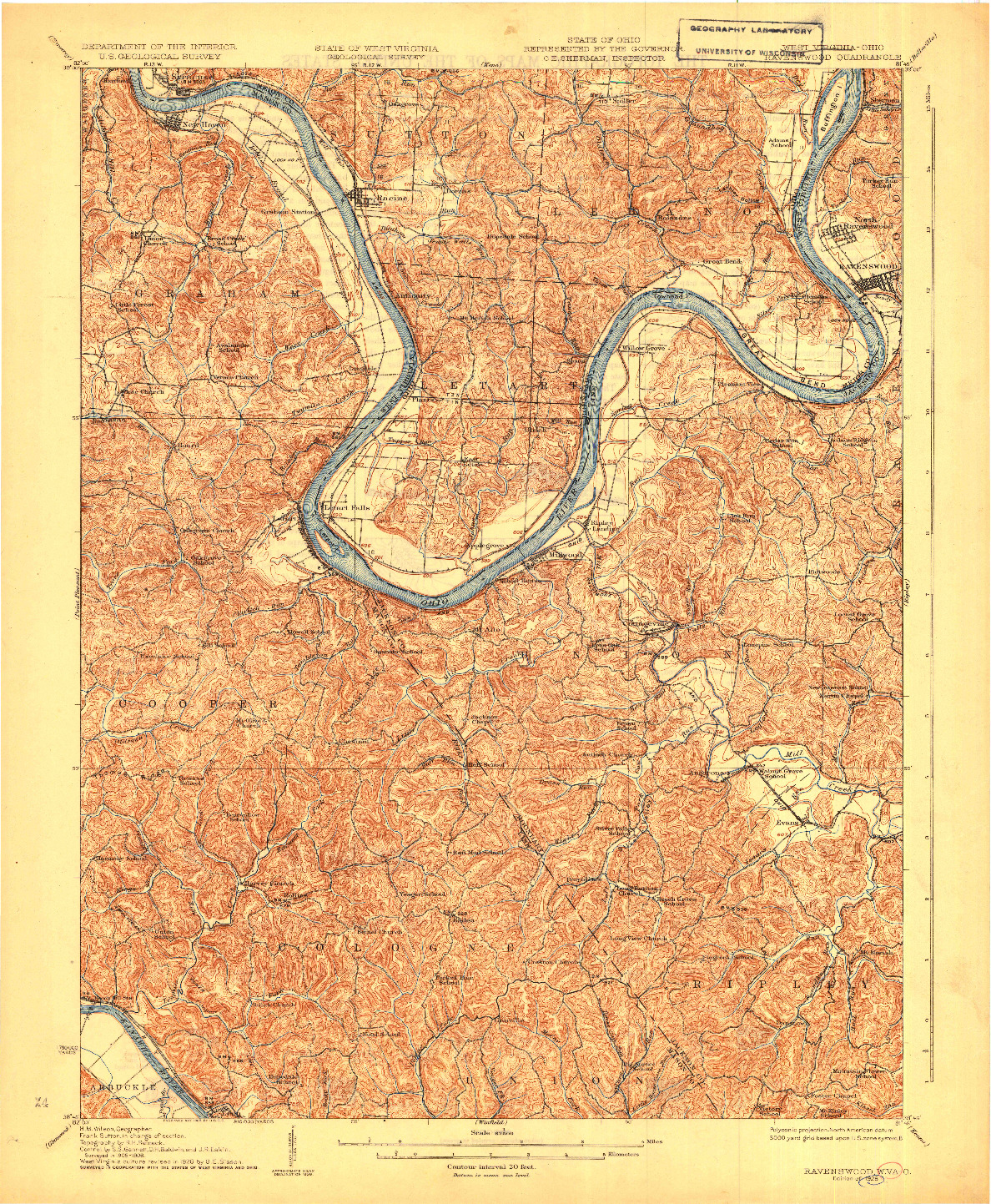 USGS 1:62500-SCALE QUADRANGLE FOR RAVENSWOOD, WV 1928