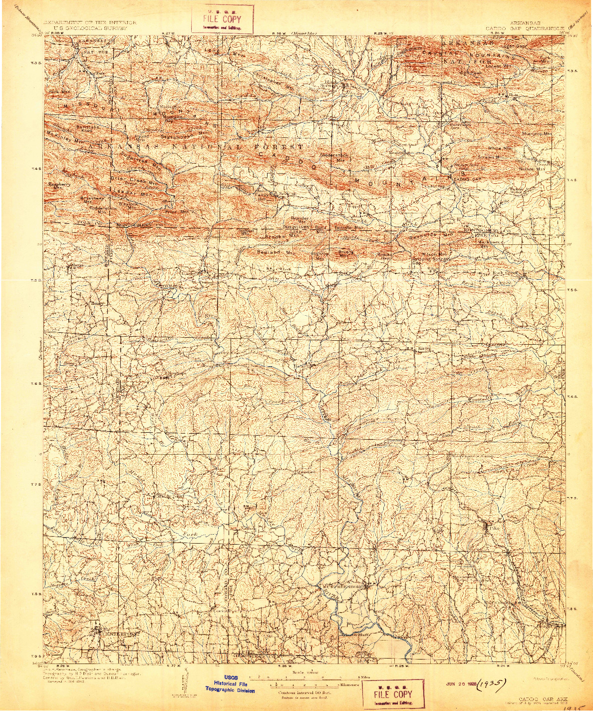 USGS 1:125000-SCALE QUADRANGLE FOR CADDO GAP, AR 1906