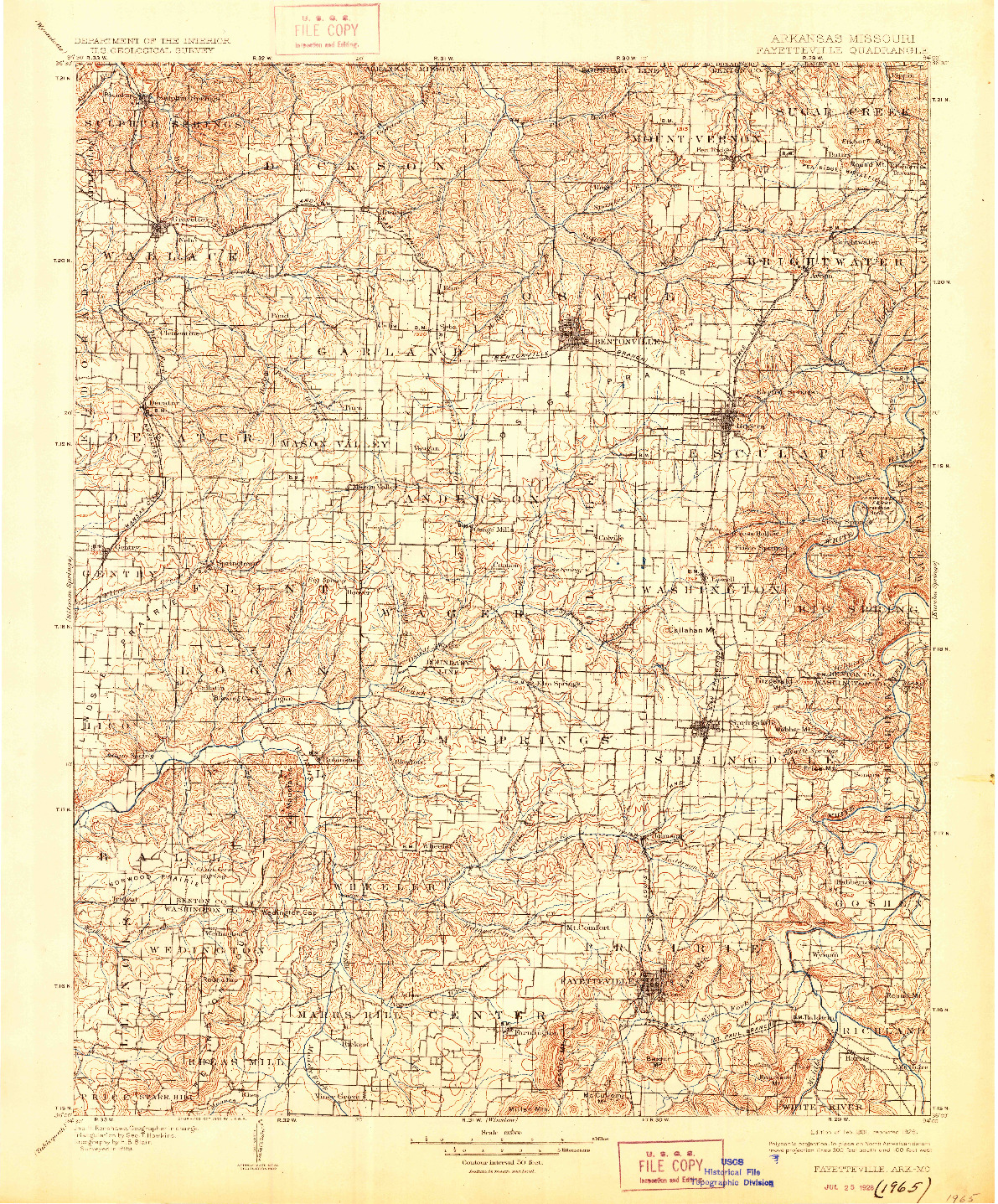 USGS 1:125000-SCALE QUADRANGLE FOR FAYETTEVILLE, AR 1901