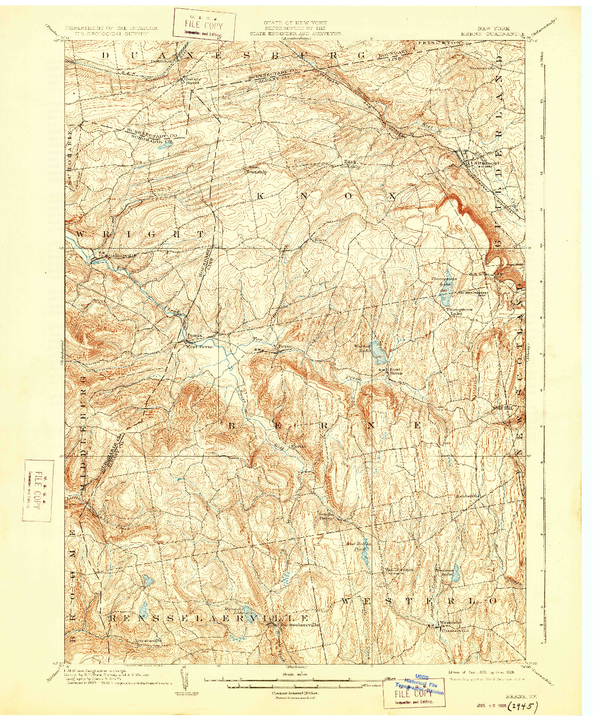 USGS 1:62500-SCALE QUADRANGLE FOR BERNE, NY 1903